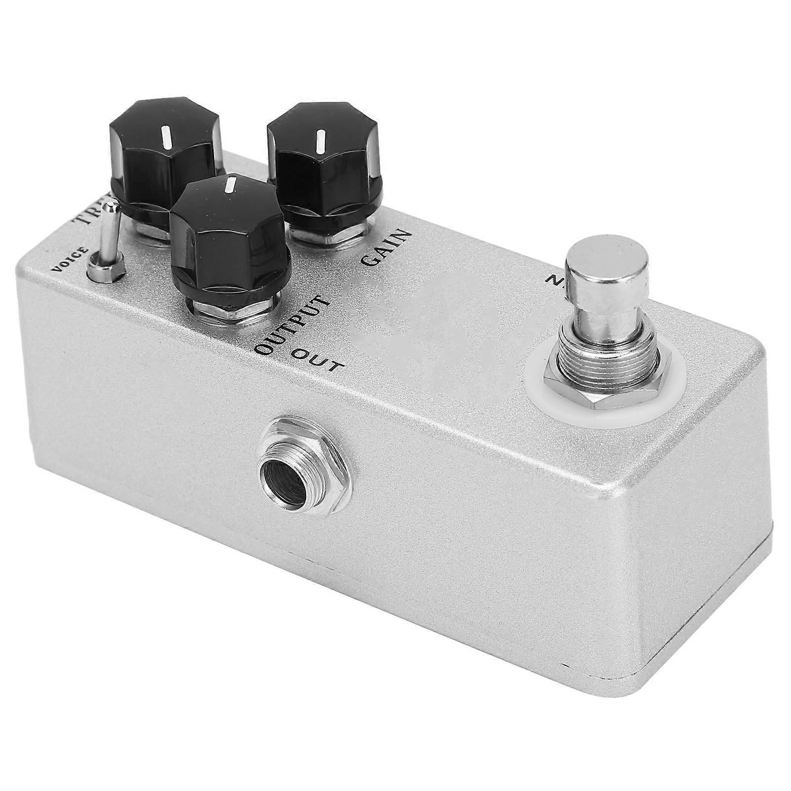 Overdrive Effect Pedal 2 Voice Modes Silver Metal Guitar Accessory