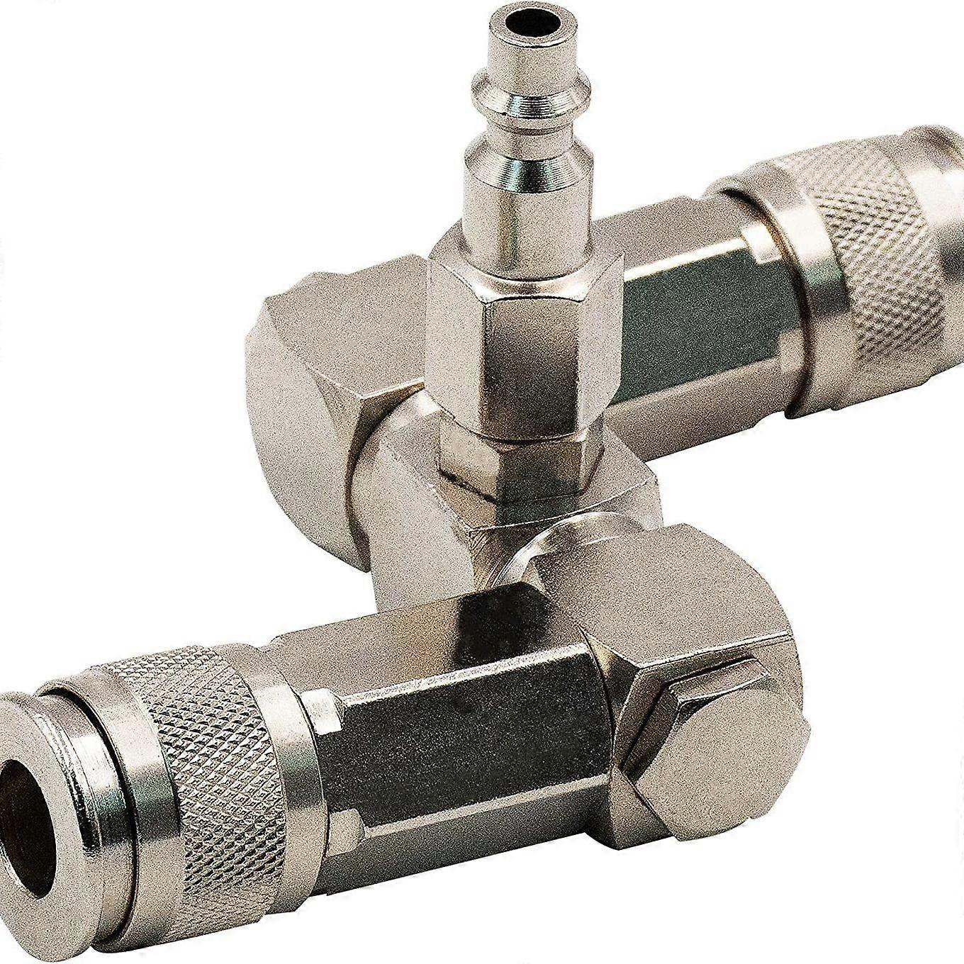 Pneumatic Swivel Air Fitting - 360 Rotating 2-Way Hose Connector Quick Connect Splitter for Air Compressor Accessories Silver