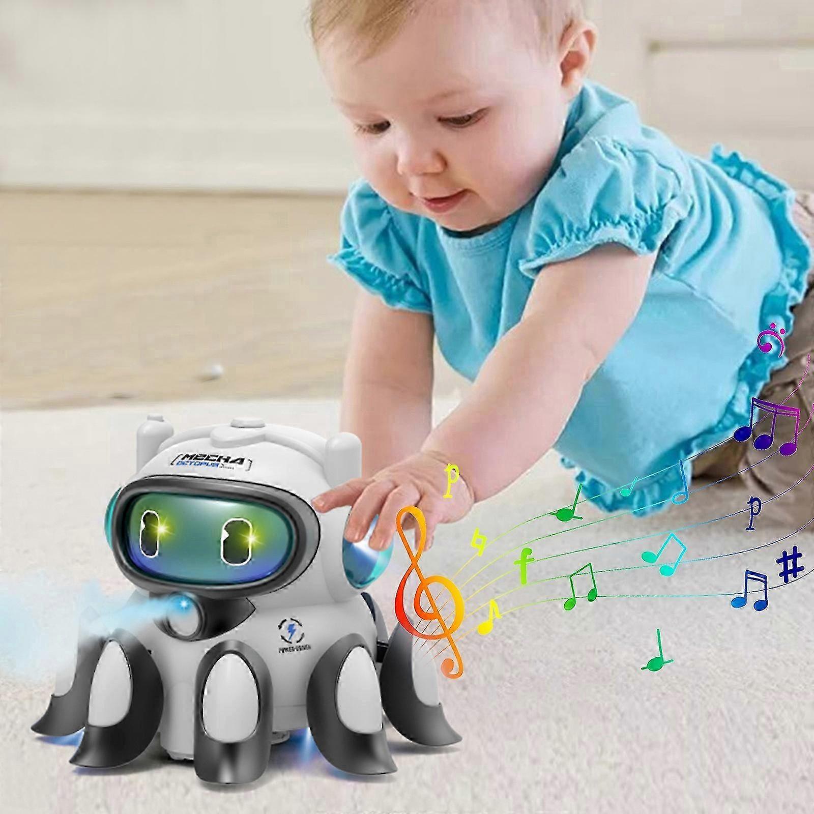 2025 Interesting Music Toy Gifts For Kids Light-Up Walking Dancing Moving Octopuses With Music Obstacle Avoidance Lifting Lighting Swinging Leg Spray