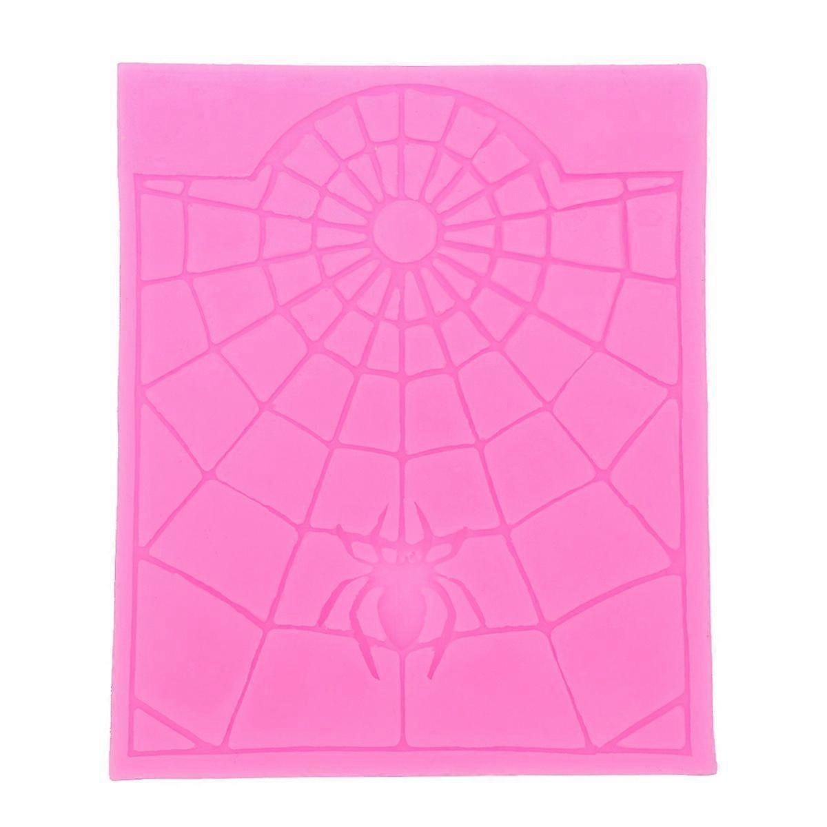 Halloween Silicone Mold Spider Web and One Spider Cake Module Mold Decorating Tool Cupcake Dessert Chocolate Fondant Mold (Random Color)