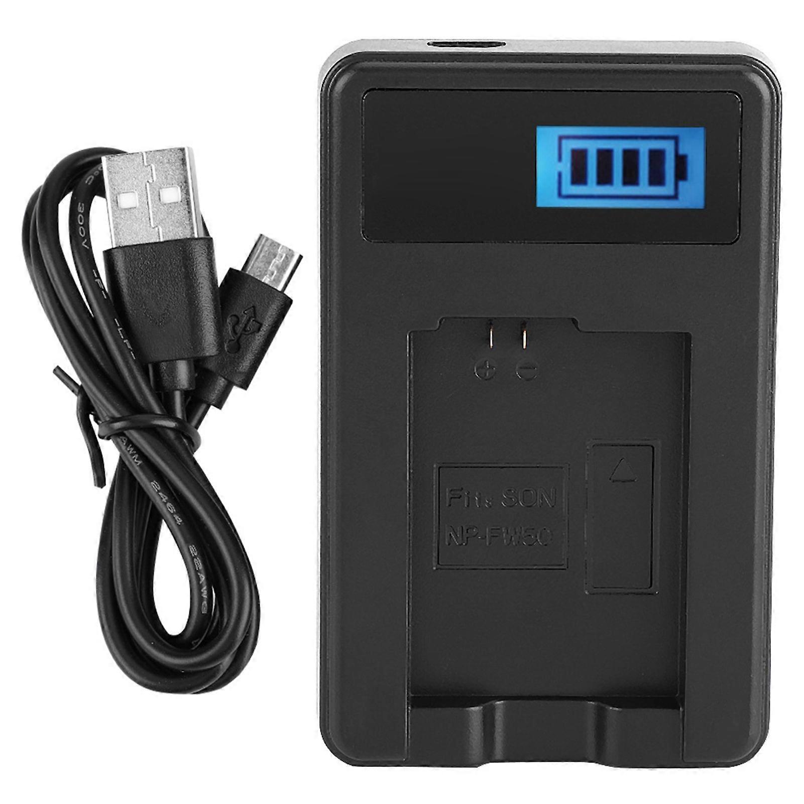 NP-FW50 Battery LCD Single Charger for Sony Alpha A6000 A6300 A6500 A7r A7