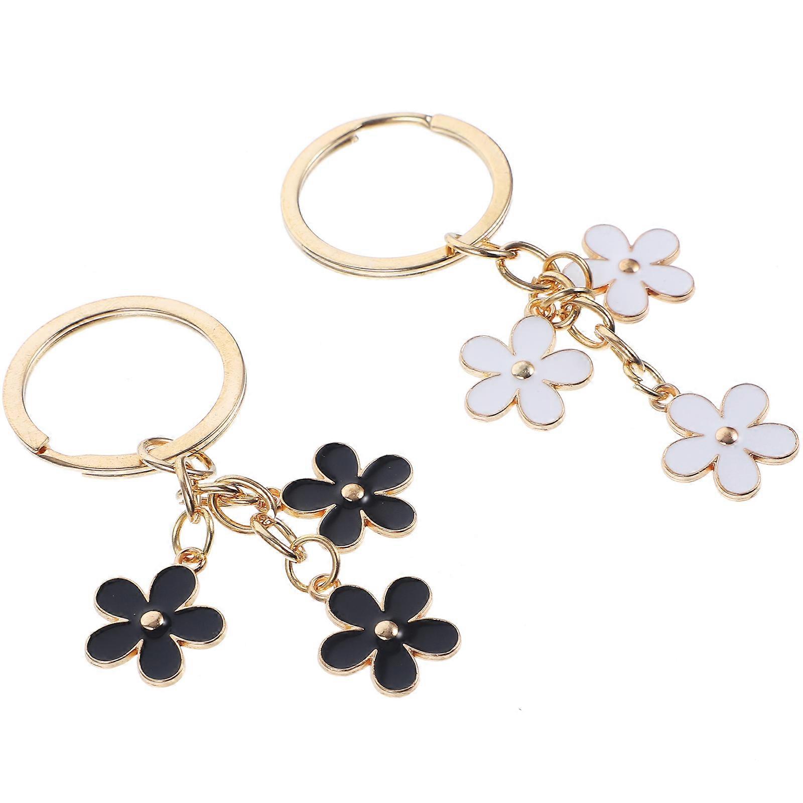 Flower Keychain Purse Charm for Decor 6Pcs Assorted Color Hanging Keychain