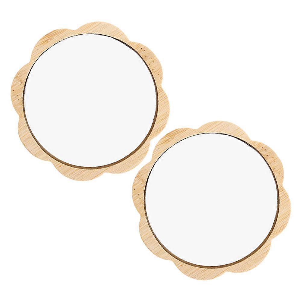 Compact Makeup Mirror Wooden for Makeup 10Pcs Portable Handheld Mirror