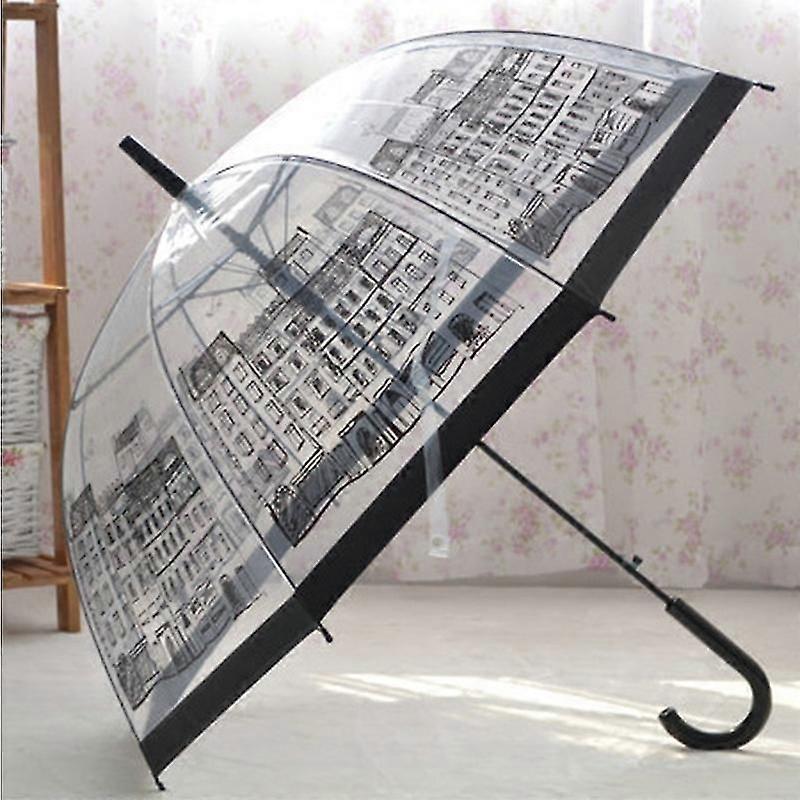Transparent Little Beard Long Handle Umbrella Super Light Cartoon Lace Apollo Umbrella 3D 8 Bone Semi-Automatic Umbrellas
