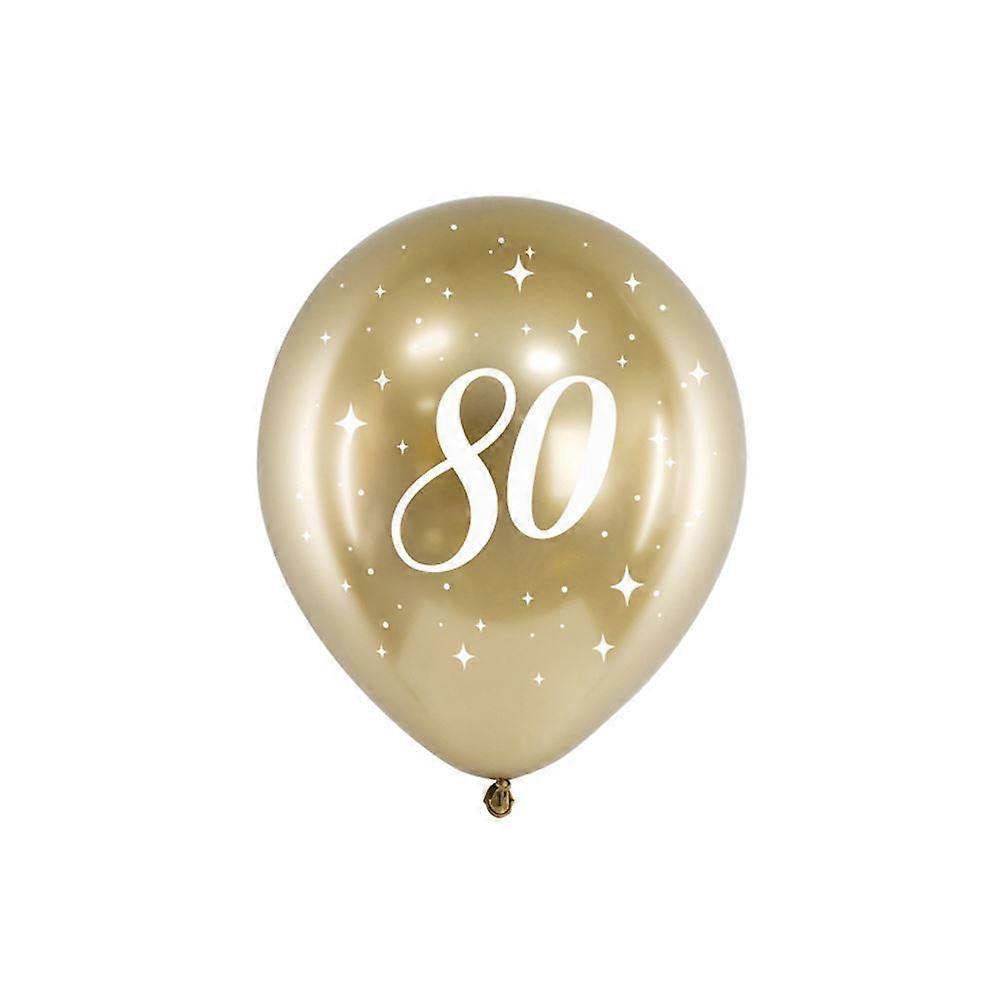 Gold 80th Birthday Balloons | Age Party Venue Decoration Milestone Backdrop x6