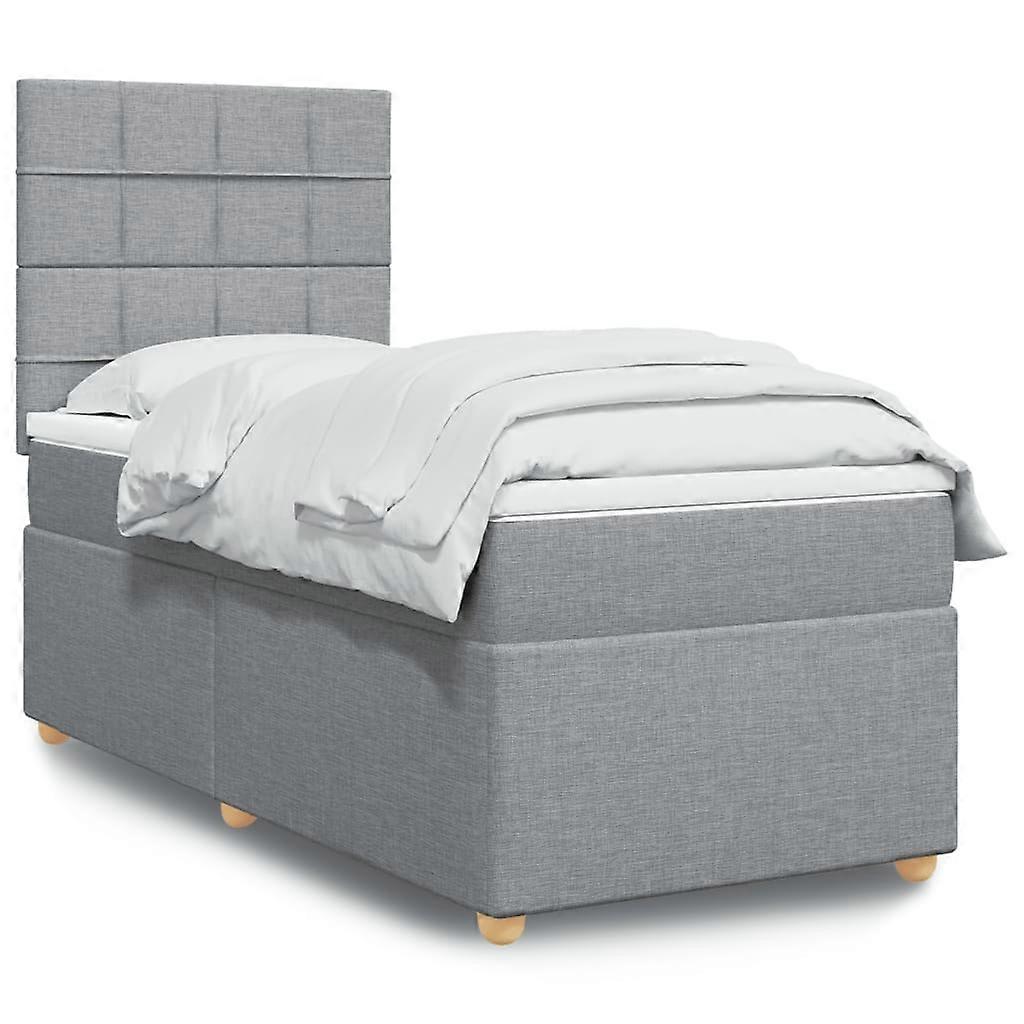 Boxspringbett mit Matratze Hellgrau 80x200 cm Stoff