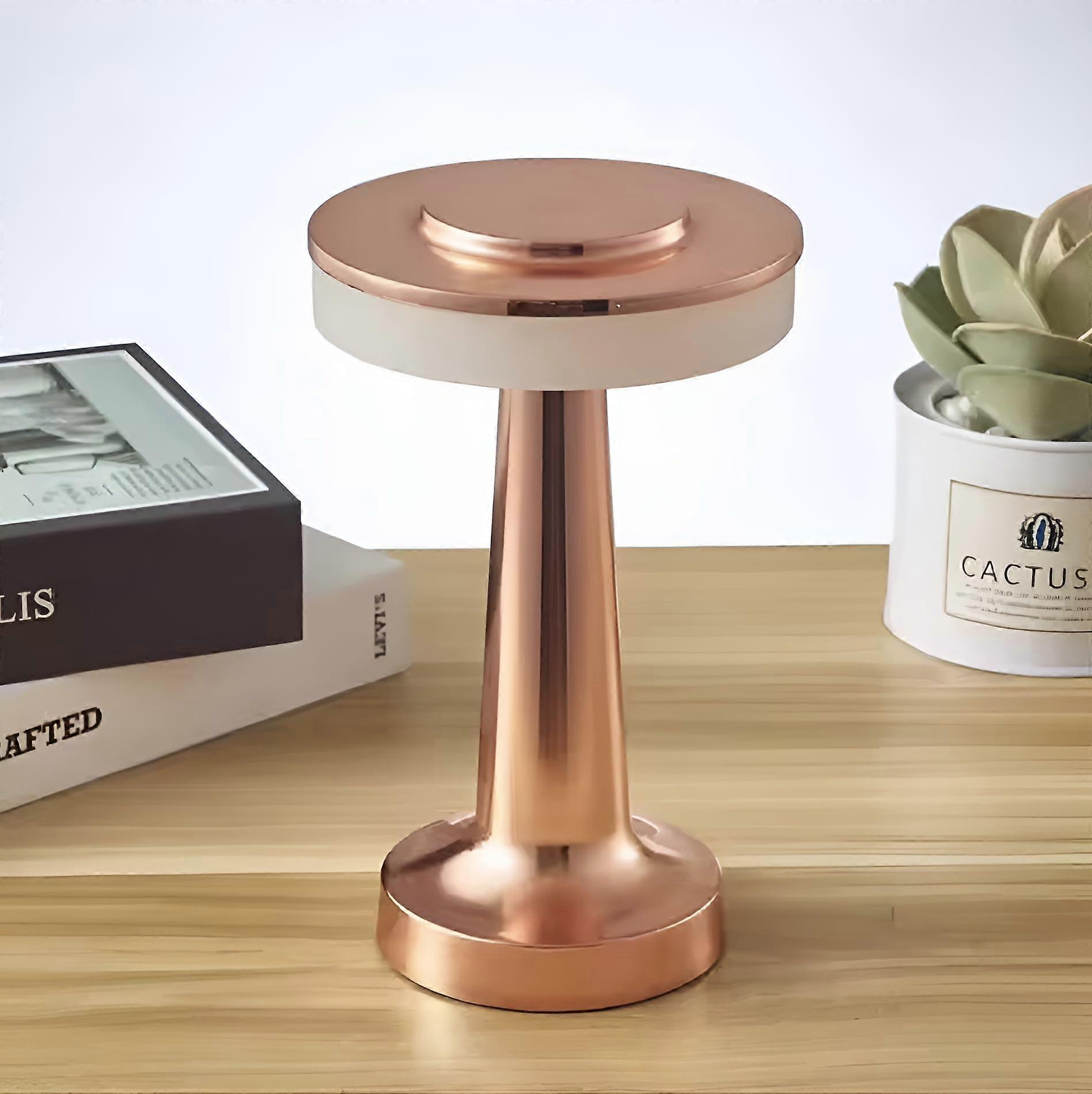 Modern Portable Table Lamp, Rechargeable Battery, Up To 12 Hours, 3 Color Temperature Modes, Dimmable, Rose Gold