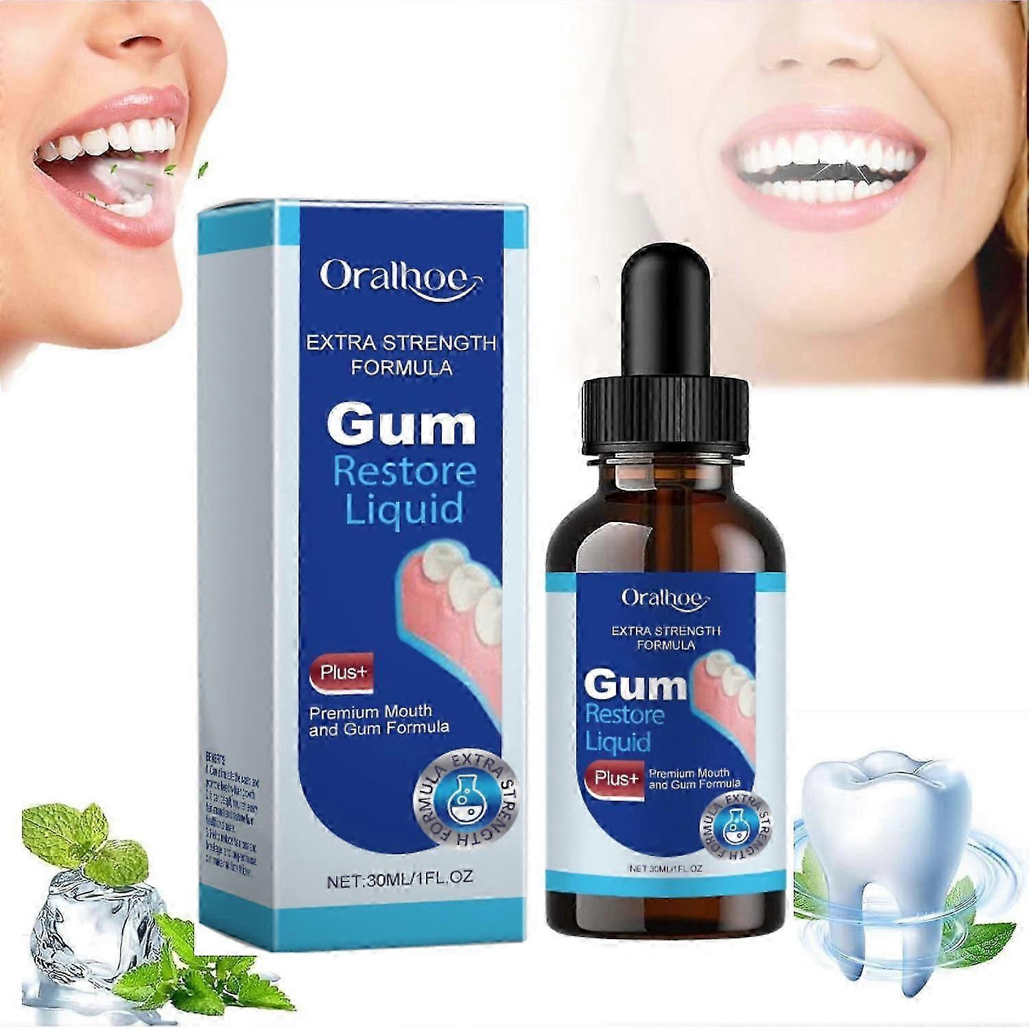 Gum Restore Liquid - Gum Therapy Serum, Gum Repair Drops for Receding Gums,Gum Restore Treatment, Teeth Freshening Mouthwash,Deeply Cleaning Teeth