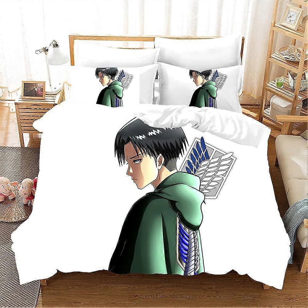 PIN823 Anime Attack on Titan Sängkläder Set för pojkar 3D-tryckta påslakan med örngott Påslakan för barn Sängkläder (singel)