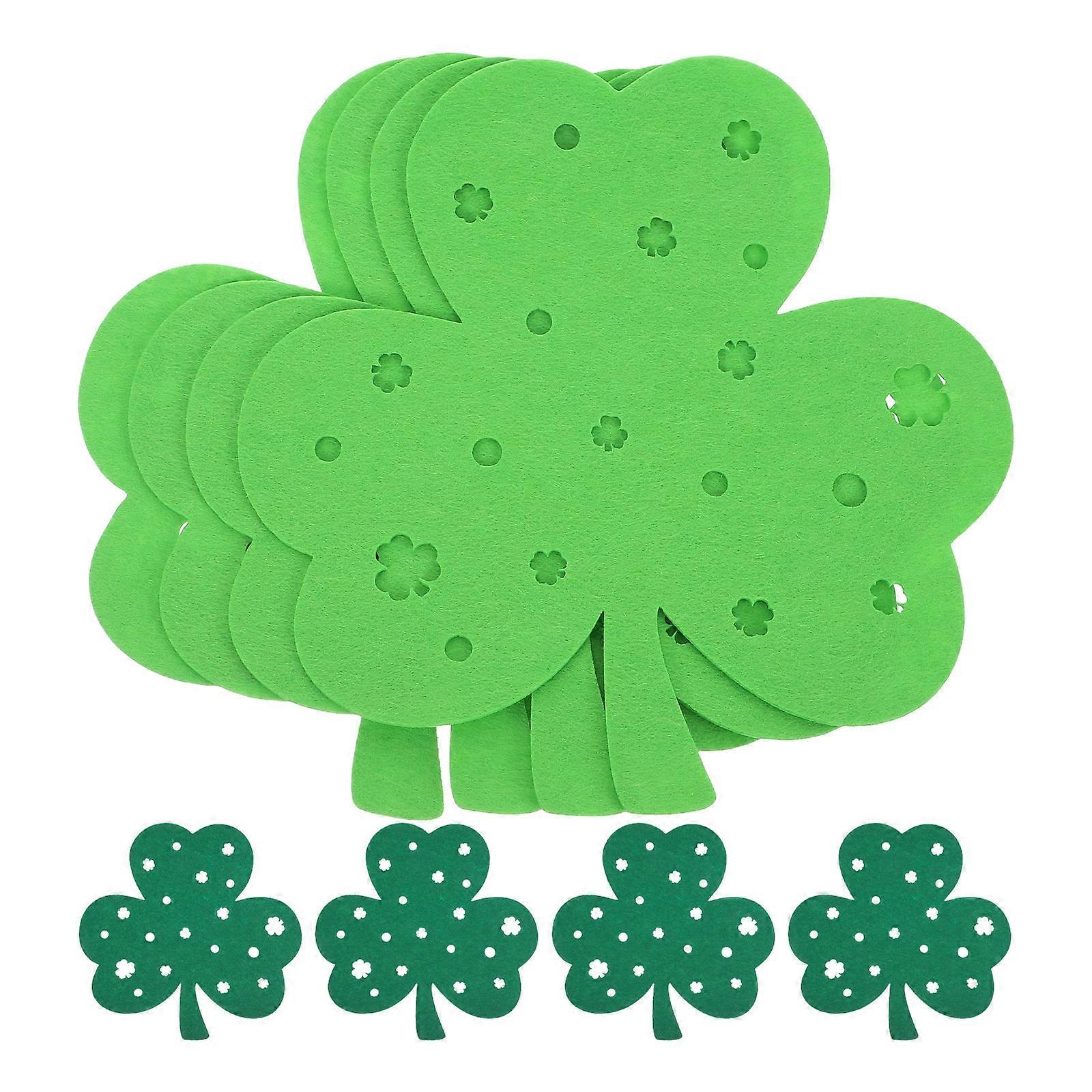 Felt Shamrock Tableware Placemats St Patricks Day Decoration for 8Pcs