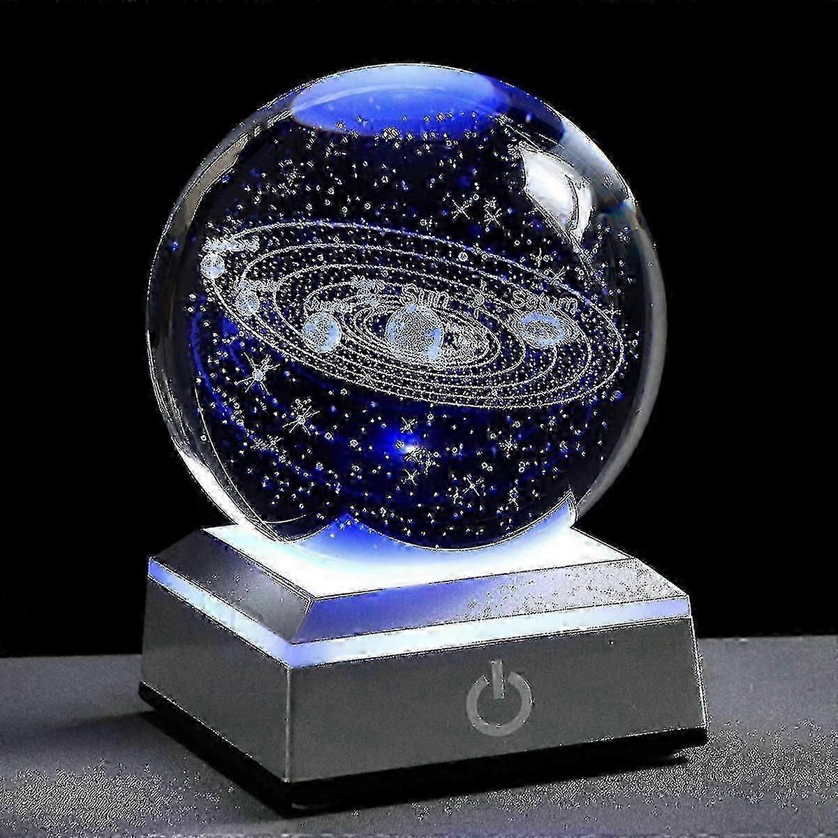 Beautiful Gift 3d Sun System Planets Model Globe With Led Base Home Decorative Ornament Astronomy Gifts Christmas Present (silver Base)