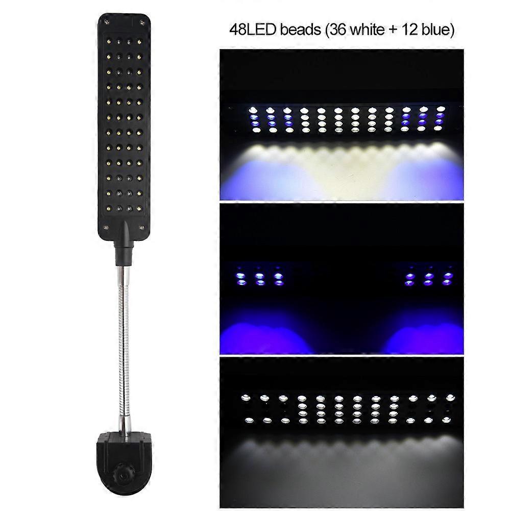 48LED US Plug Flexible Arm Clip On Touch Switch 4 Modes Aquarium Fish Tank Lamp