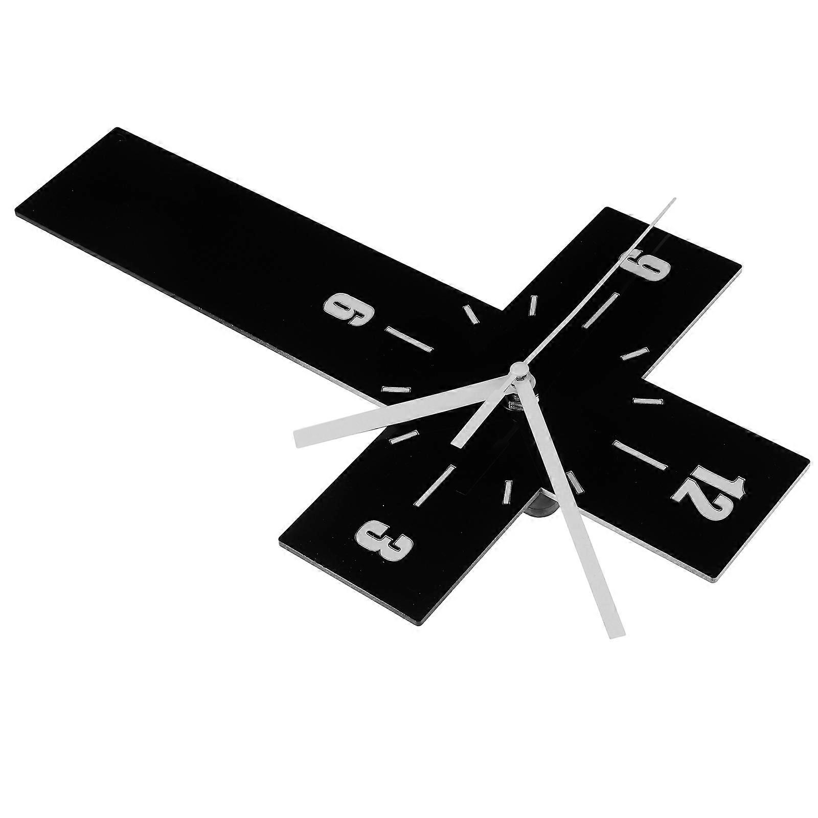 Acrylic Wall Clock Mute Function 3Pcs Cross Shaped Battery Operated Clock