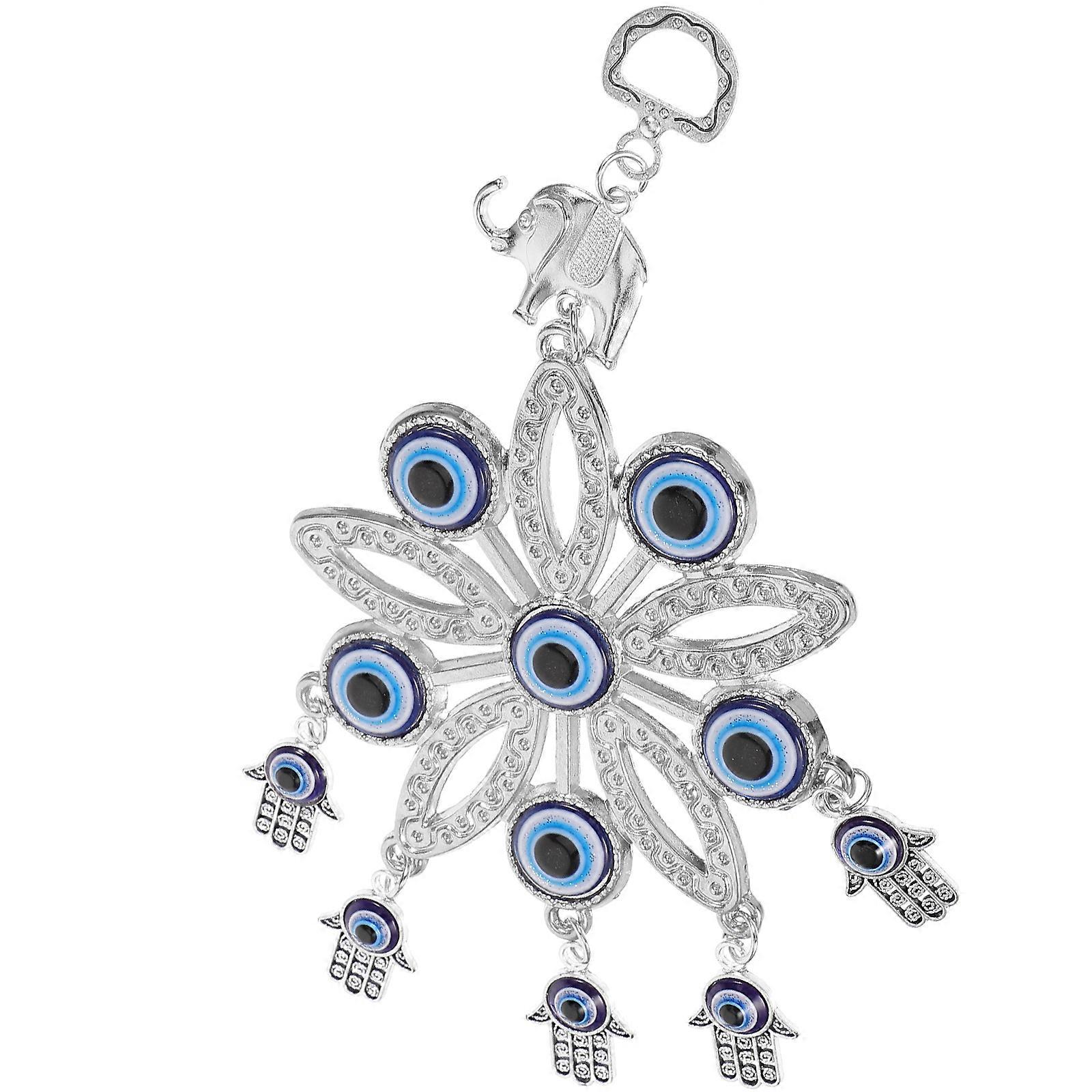 Evil Eye Hanging Ornament Metal Elephant Car Decor for Decoration 2Pcs