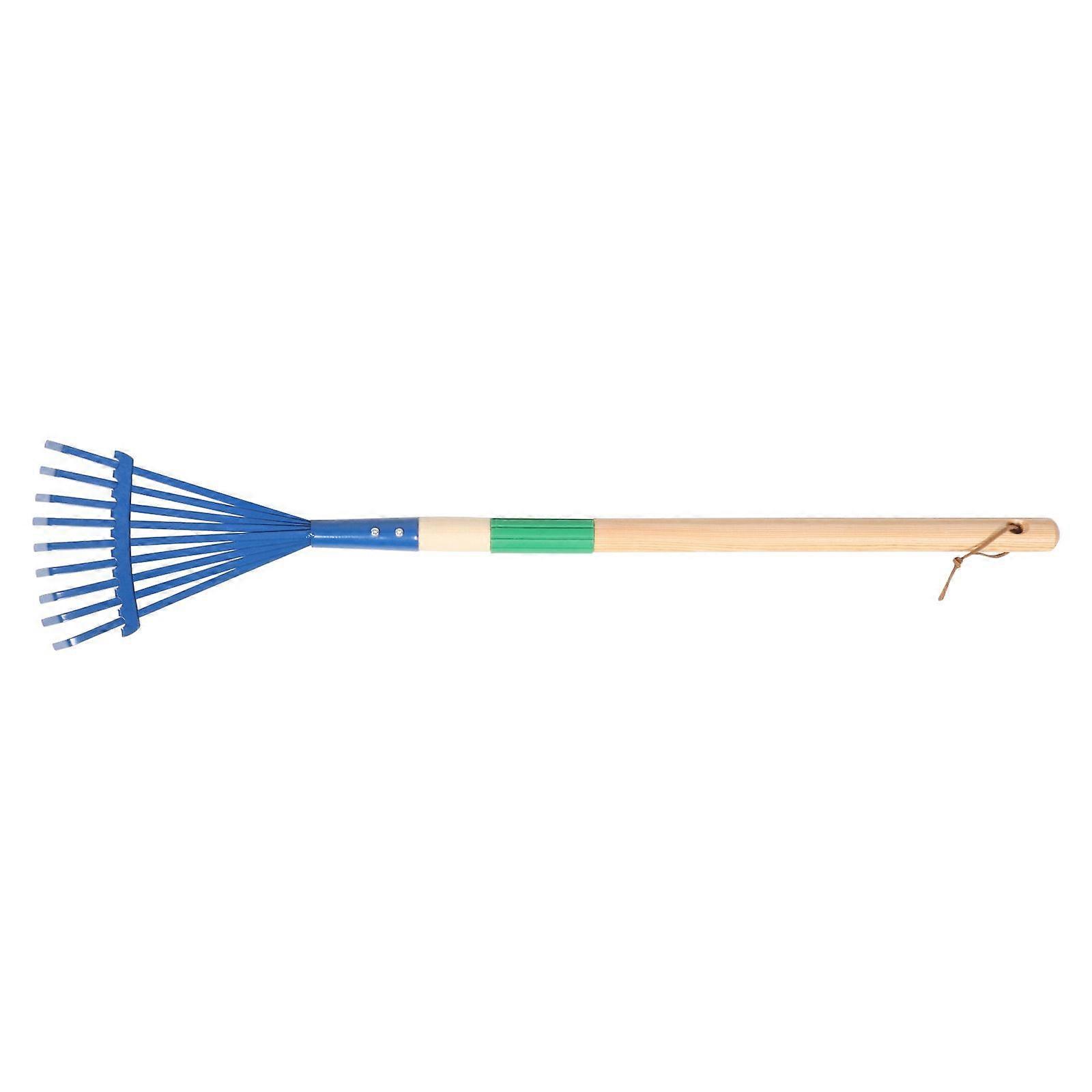Kids Garden Rake with Wooden Handle Detachable Child Size Lawn Rake for Leaves Lightweight and Durable Outdoor Playhouse Accessory for Toddlers Blue
