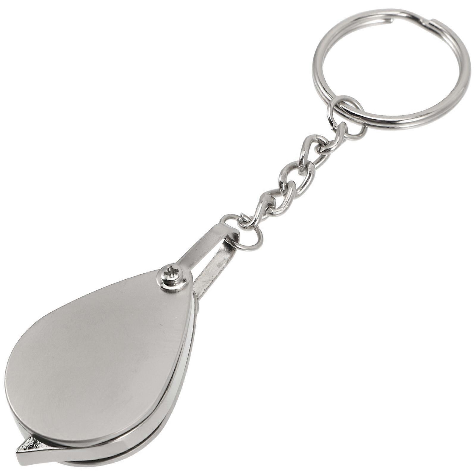 Silver Portable Loupe Keychain for Inspection with 4Pcs Foldable Magnifiers