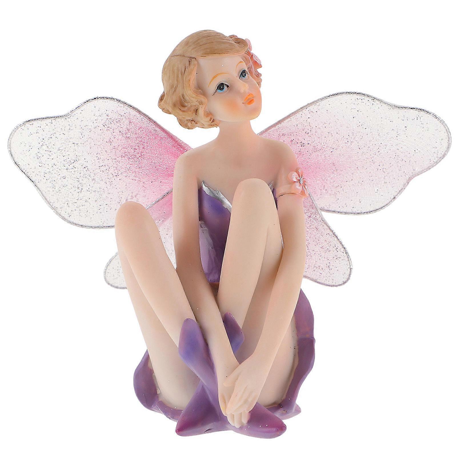 Fairy Ornament Resin Statue for Decor 2Pcs Decorative Desktop Fairies