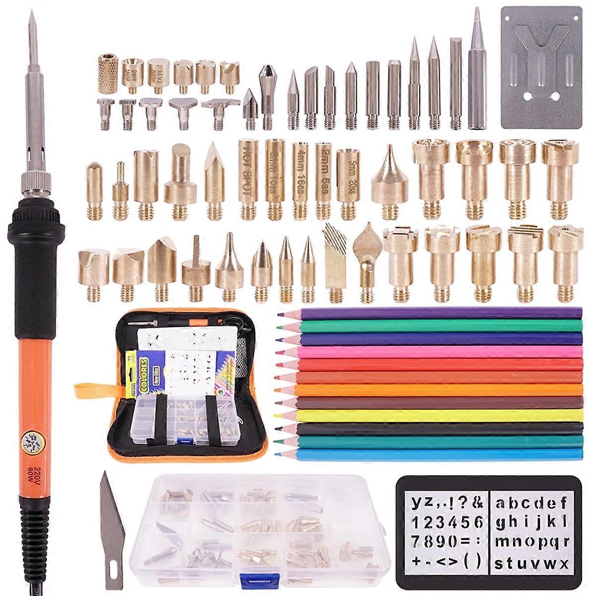 Tcwhniev 71 PC Electric Wood Burning Tip Set, Compatible with Pyrography Tools, DIY Carving Kit with Temperature Control & Case