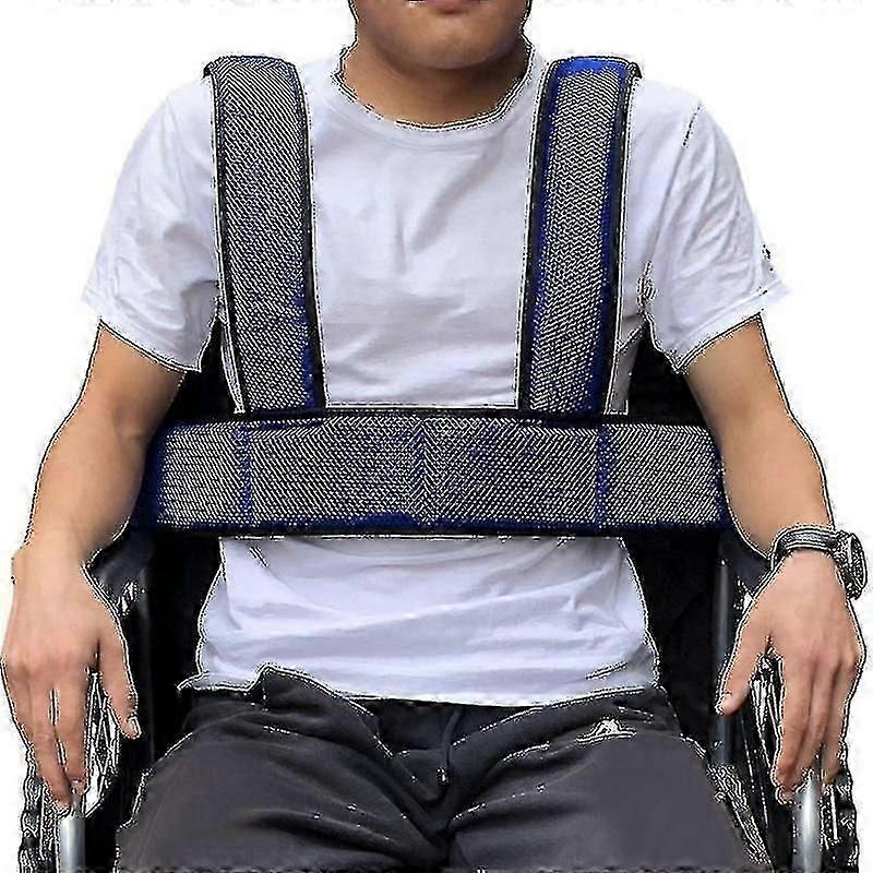 Wheelchair, Adjustable Wheelchair Fixing Belt Harness Strap, Non-slip Breathable Elastic Seat Belt For Wheelchair (blue)