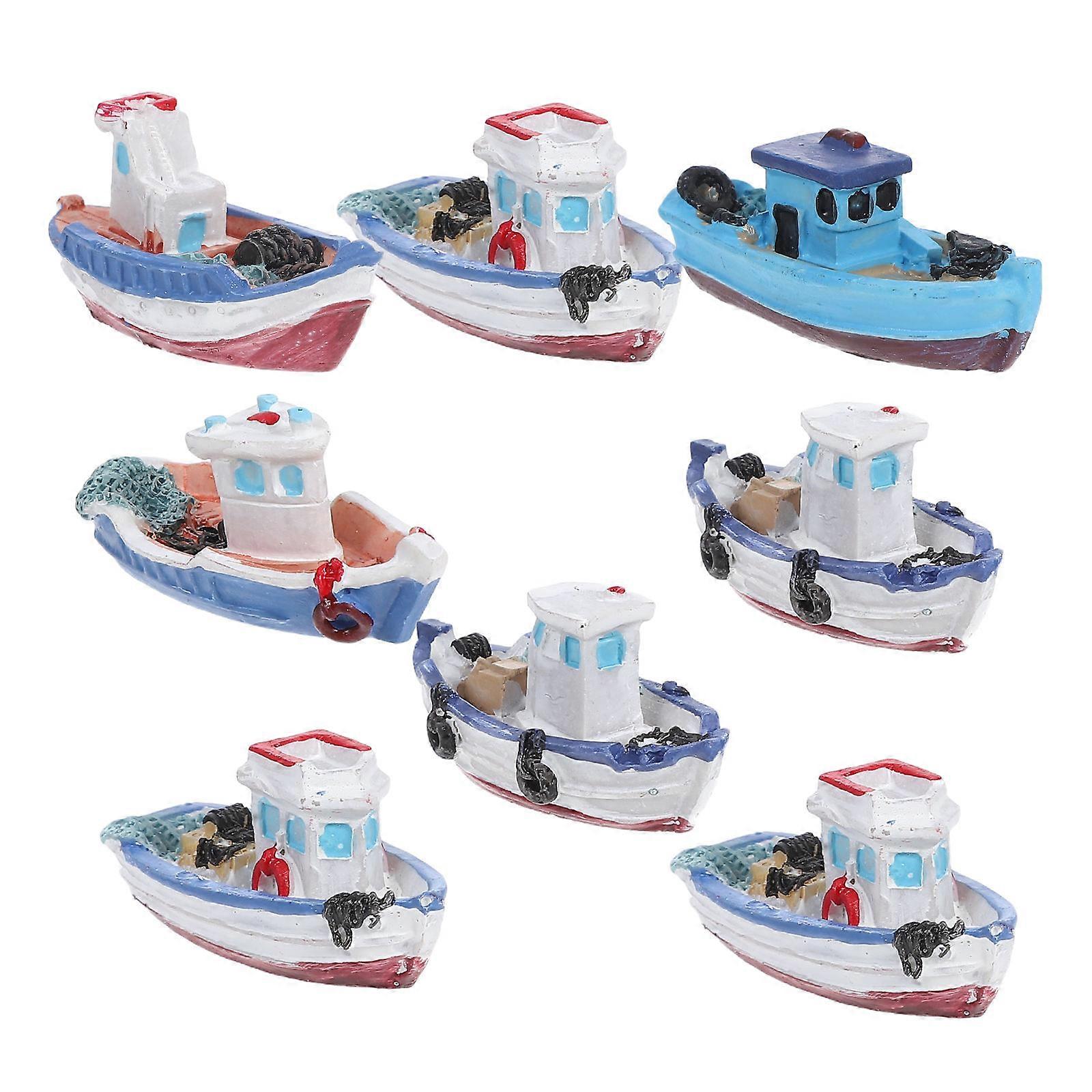 Miniature Beach Decor Boat Shape Perfect For Sandbox And Desktop Use Available In Assorted Color With Durable Function 24Pcs