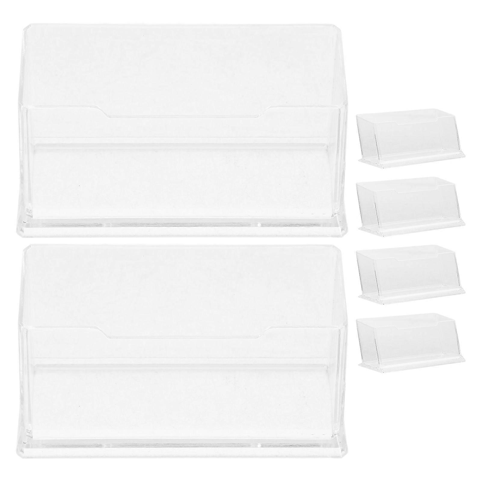 Transparent Business Card Holders Acrylic Display Stand for Desk 6Pcs