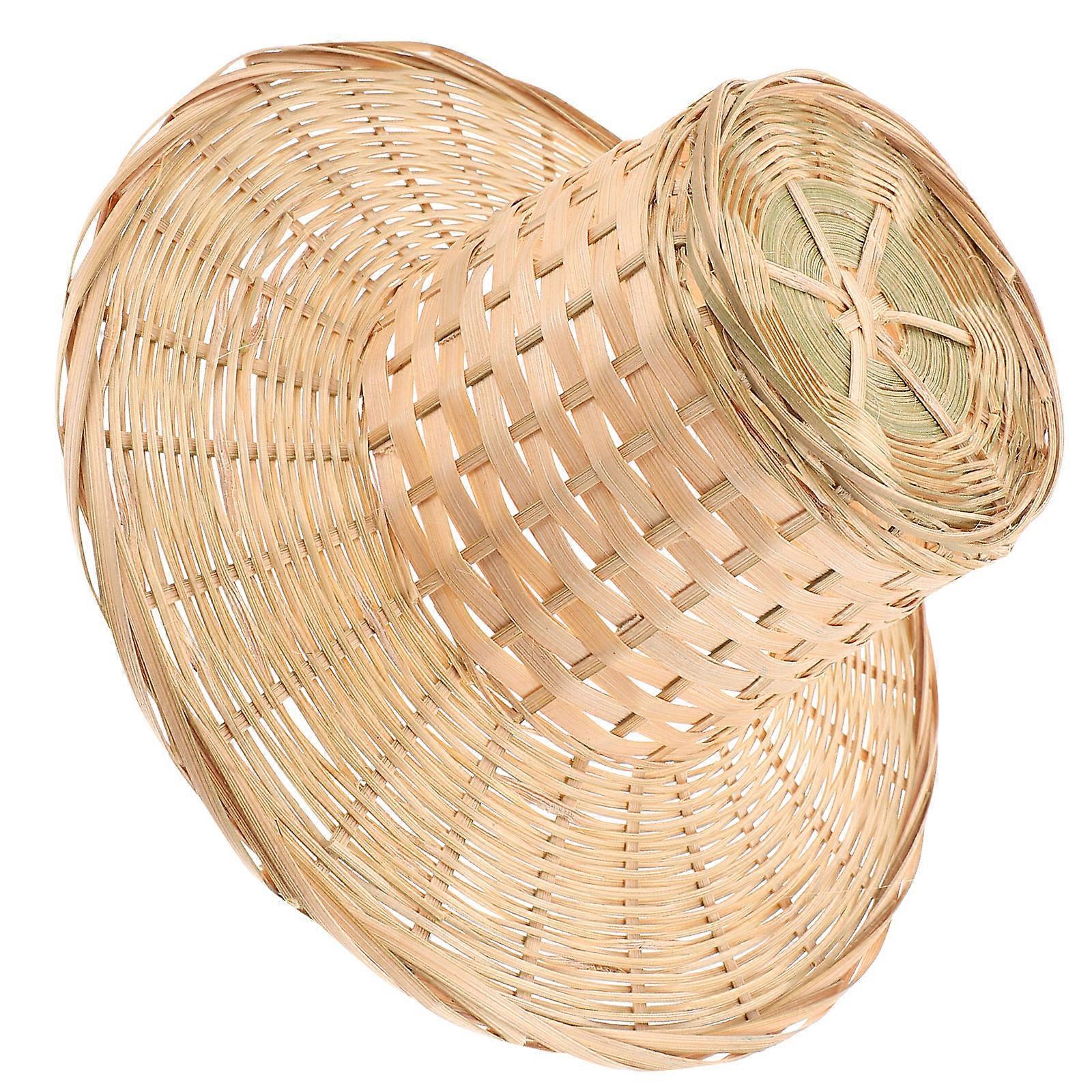 Rustic Woven Lampshade Dust Protection Hat Shaped Lampshade For Hotel Beige 22x22x10cm 1Pack