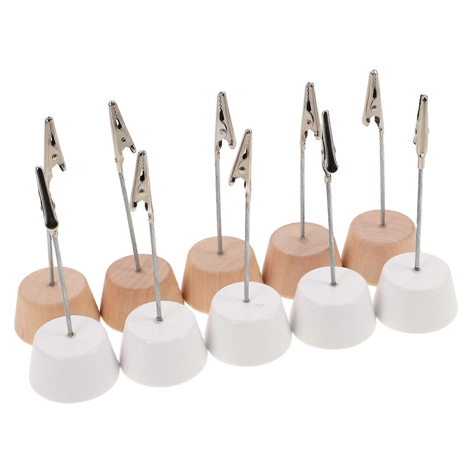 Table Number Clip Holders with Round Wooden Base and Clip 20Pcs