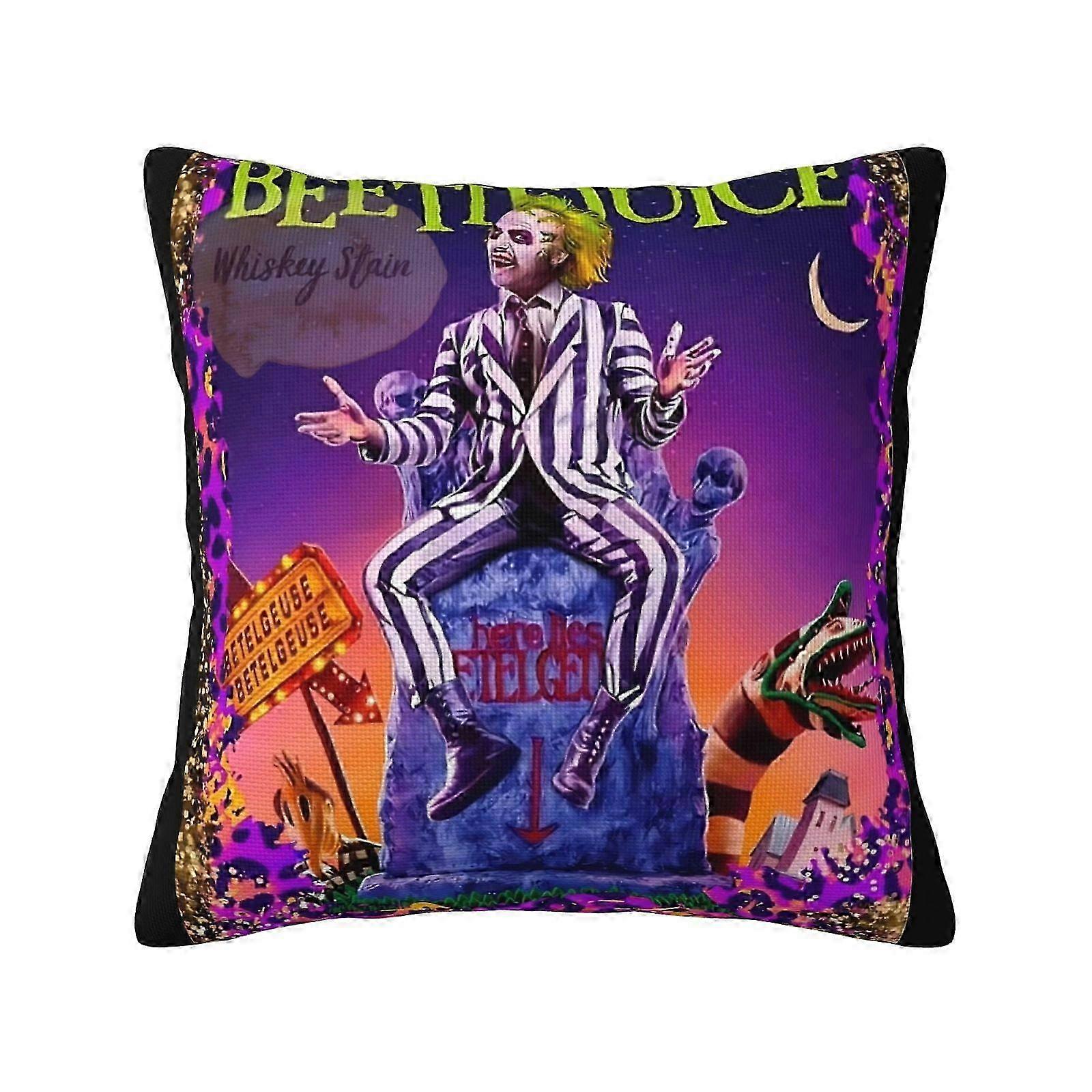 Beetlejuice Linen Throw Pillow Covers Square Burlap Cushion Covers for Bed Couch Sofa Bench, 18 x 18 inch (45 cm),Pillowcase 2025