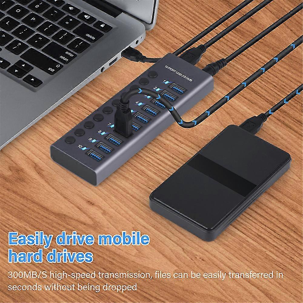 For Metal USB 3.0 Hub Multi USB Splitter 3 Hab Use Power Adapter Multiple Expander 2.0 Hub With Switch For Laptop Accessoriess 2025
