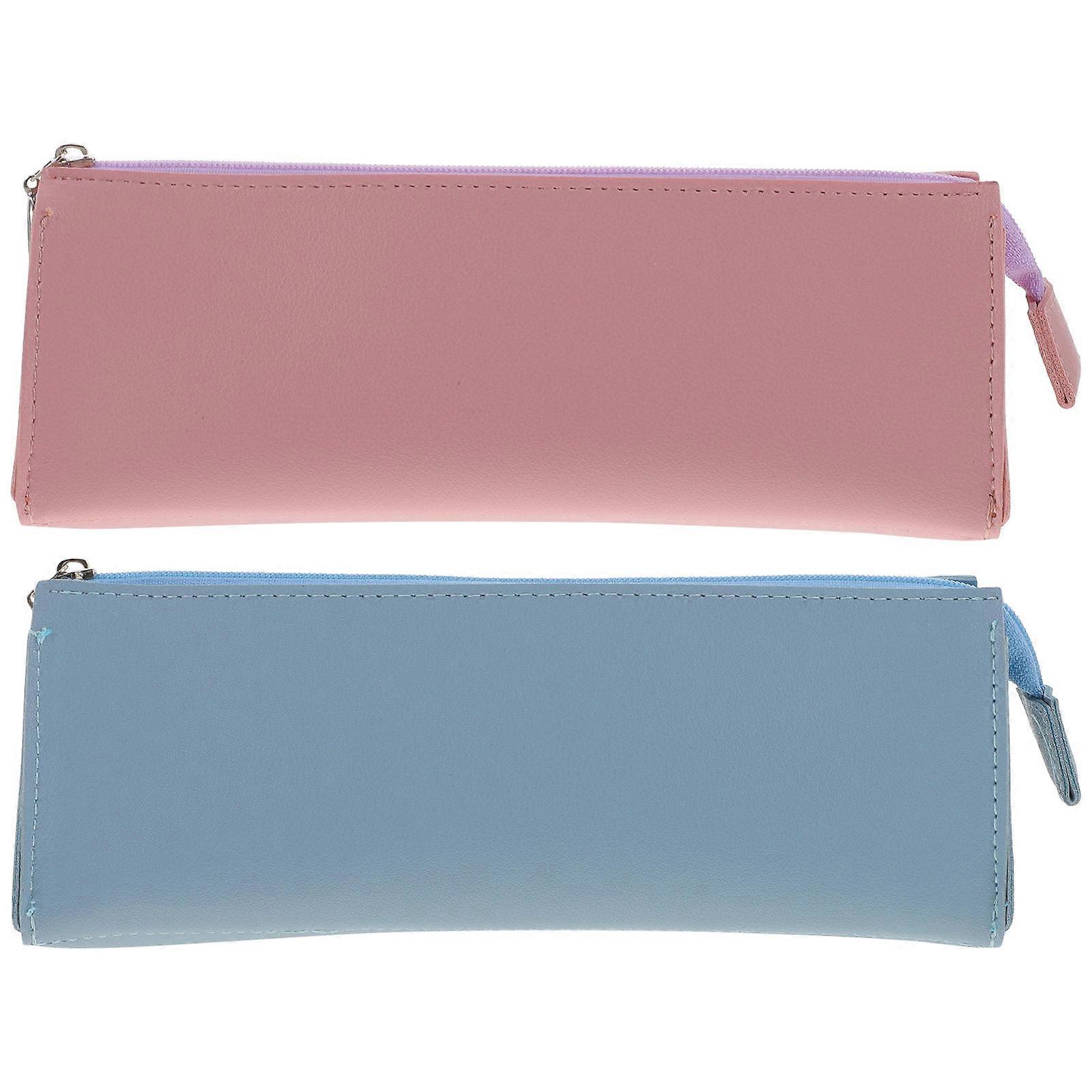 Fashionable Makeup Bag 2Pcs PU Pencil Organizer Ideal For Travel School Use Featuring Rectangular Shape And Design