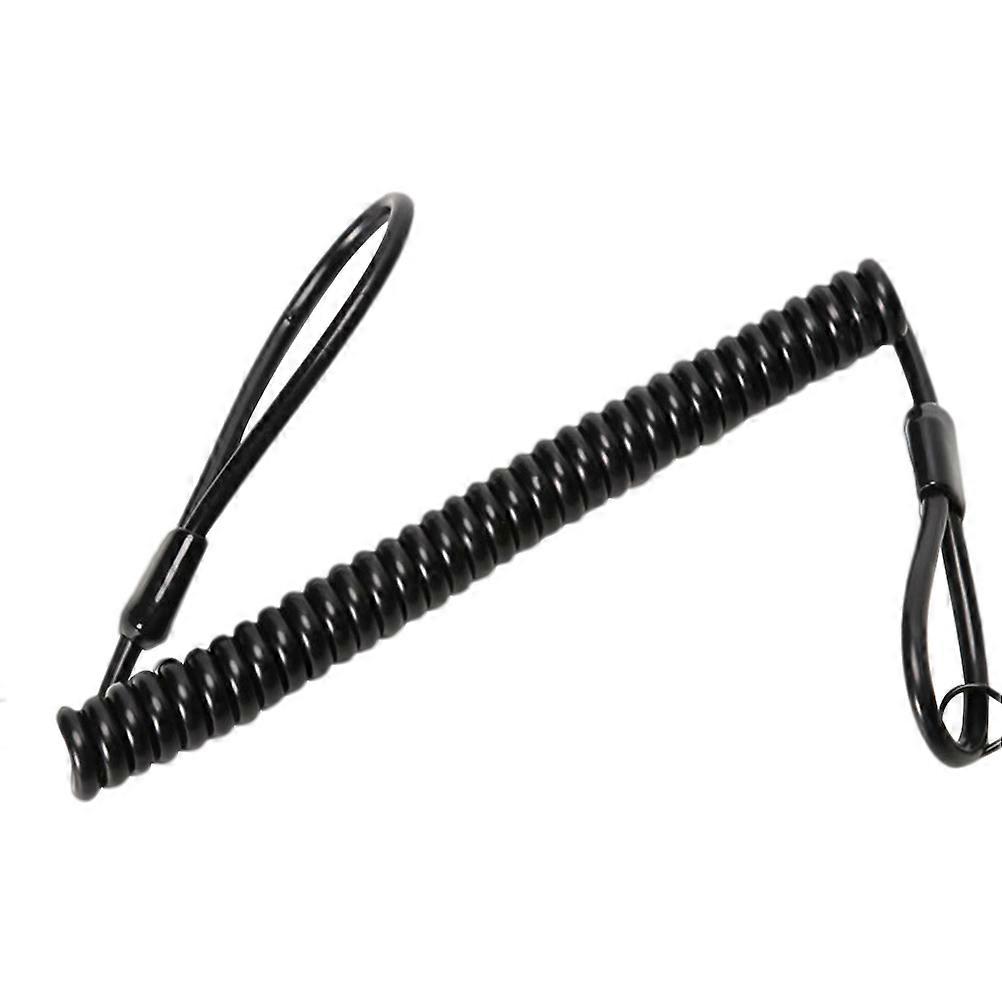 Spring Key Holder Stretchy Keychain for Work Use 2Pcs Black