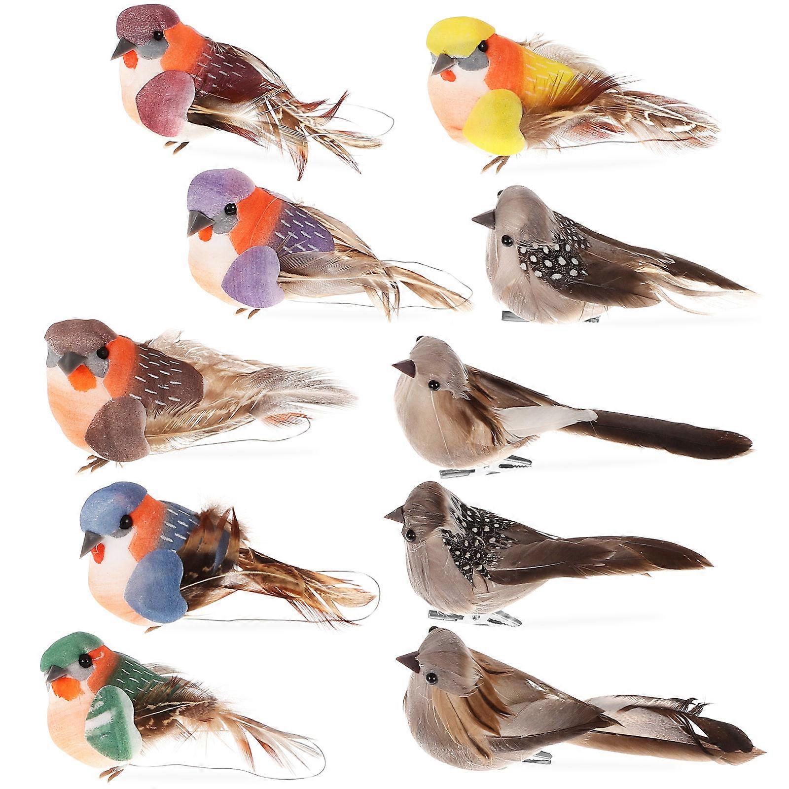 Bird Models Artificial Birds for Decor 50Pcs Fake Bird Ornaments with Clips