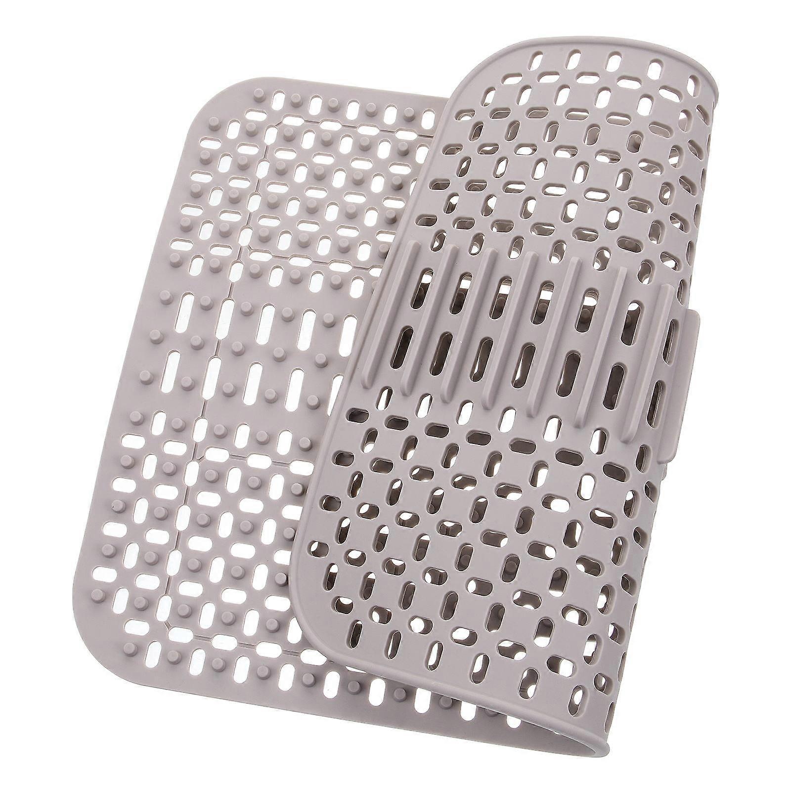 Dish Drying Mat 3Pcs Square Silicone Kitchen Sink Protector Light Grey Suitable For Delicate Dishes