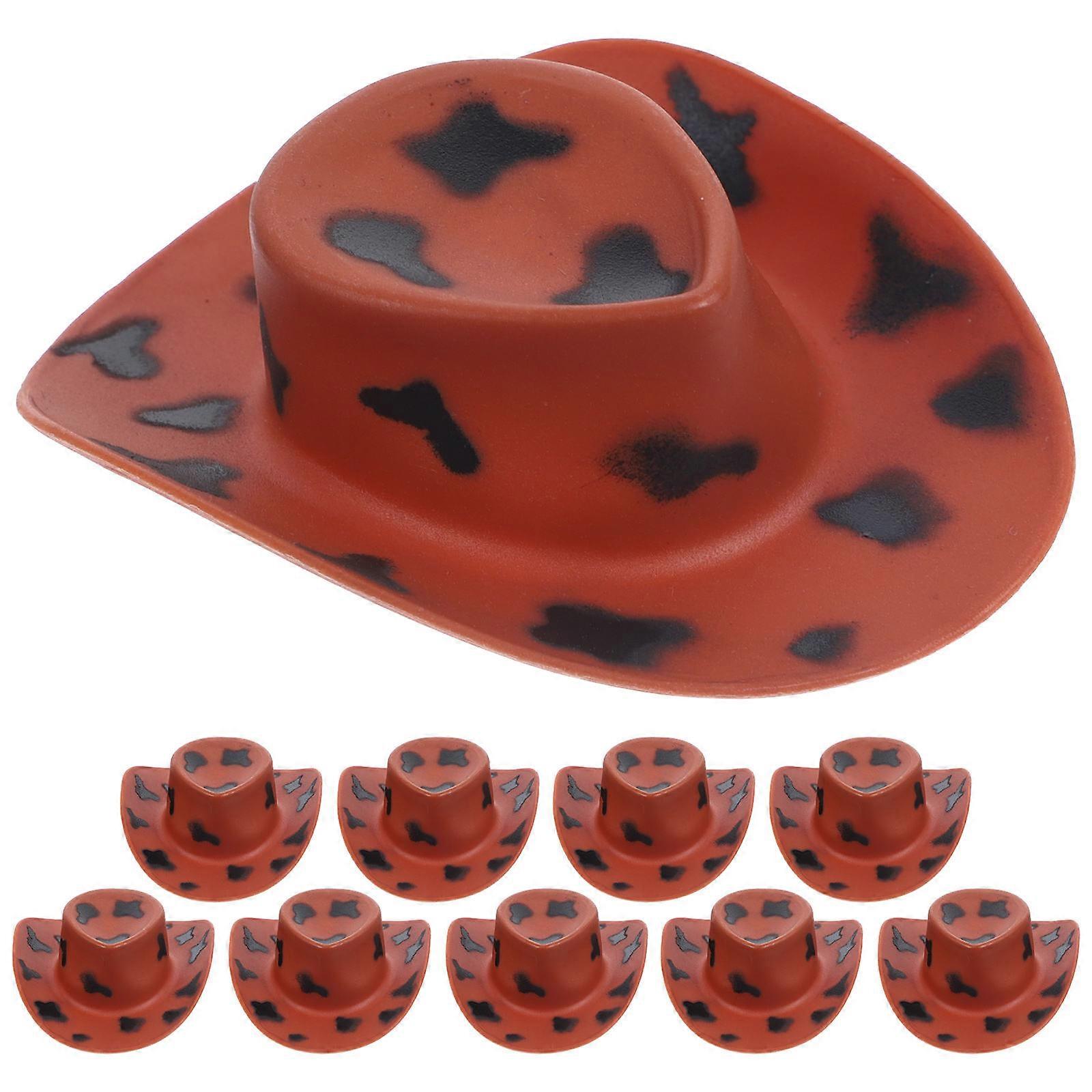 Miniature Cowboy Hat Brown Plastic Mini Hat for Decoration 30Pcs