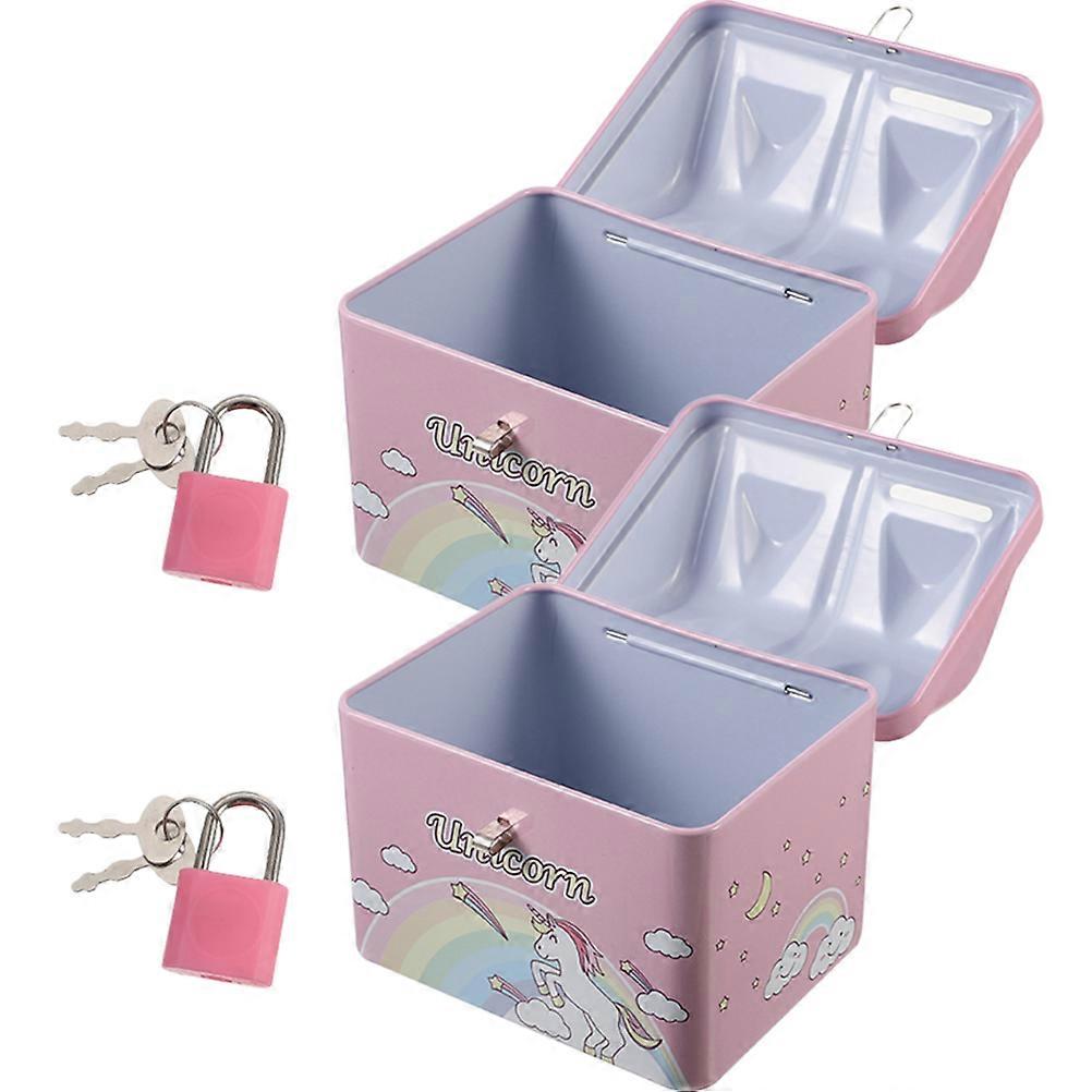 Piggy Bank House Model For Children Pink Unicorn Pattern Money Storage 8 Pcs