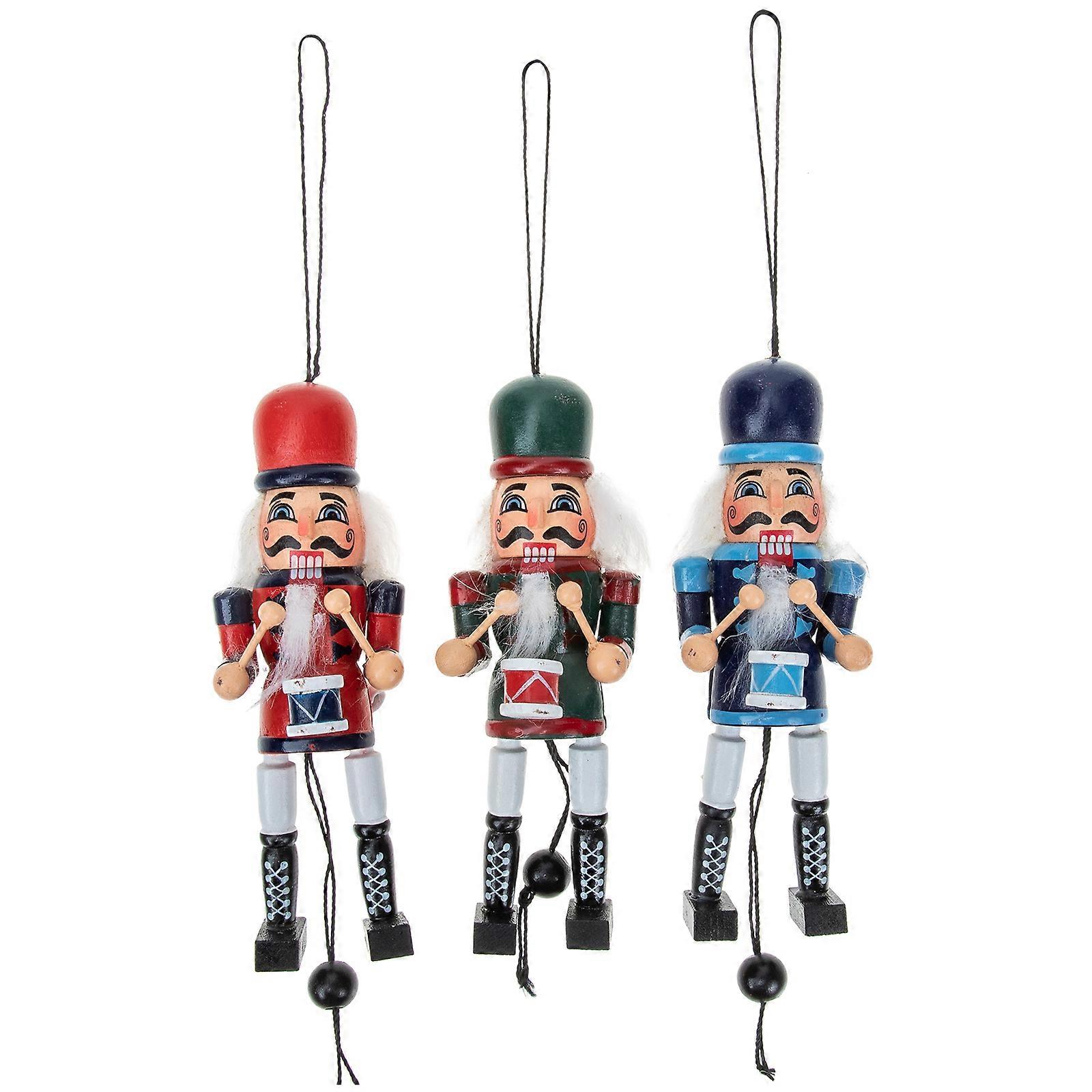 Wood Nutcracker Craft for Christmas Decor 9Pcs Pull String Figures