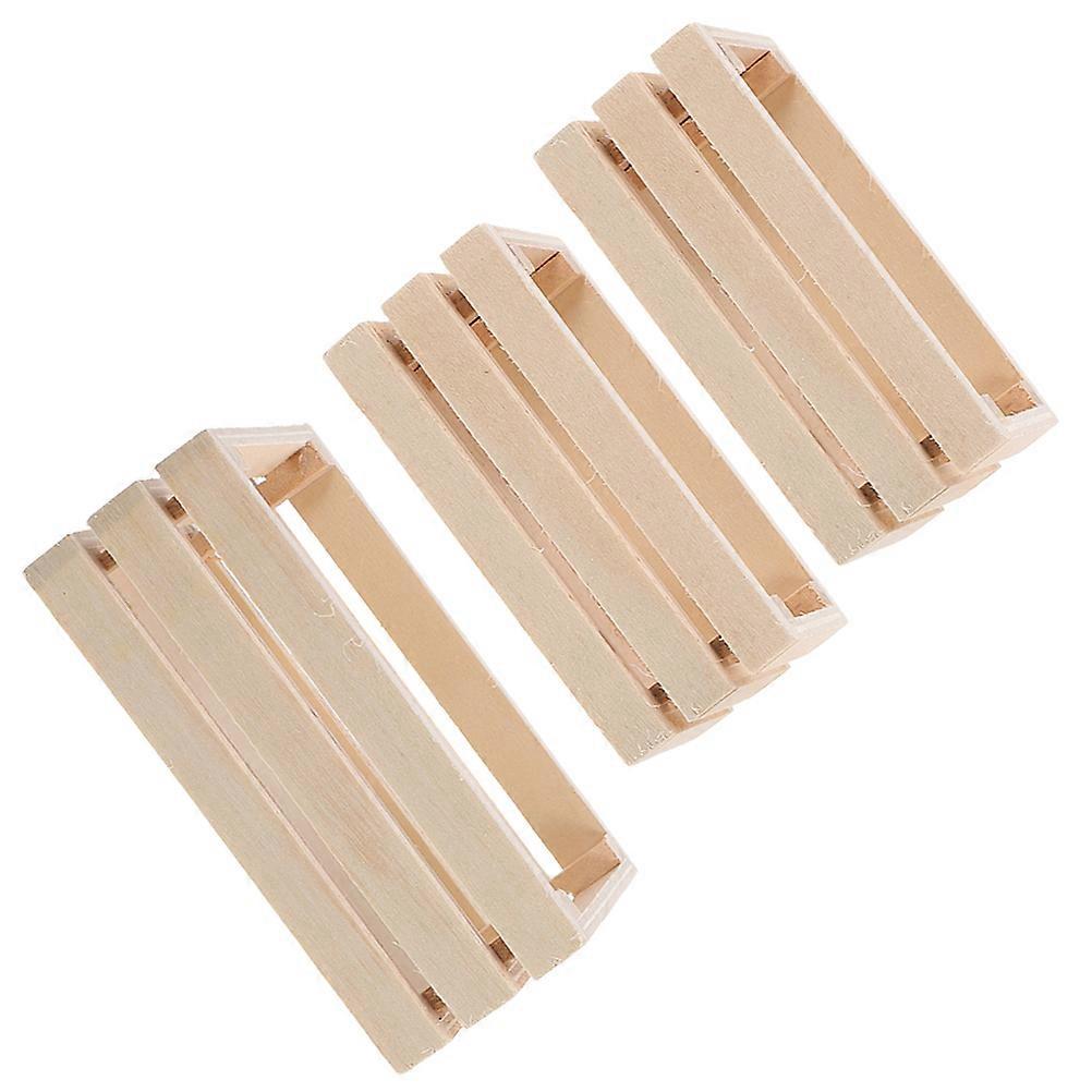 Miniature Crates 3Pcs Micro Scene Decoration For DIY Projects Crafted From Wood With Rustic Appearance