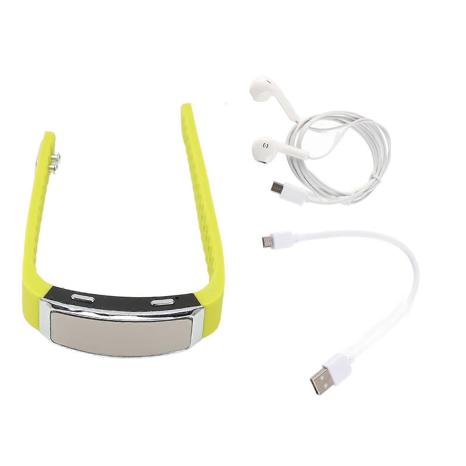 Recorder Watch HD Noise Reduction Voice Activated Rechargeable Music Player Recorder Wristband for Class Meeting Yellow 32GB