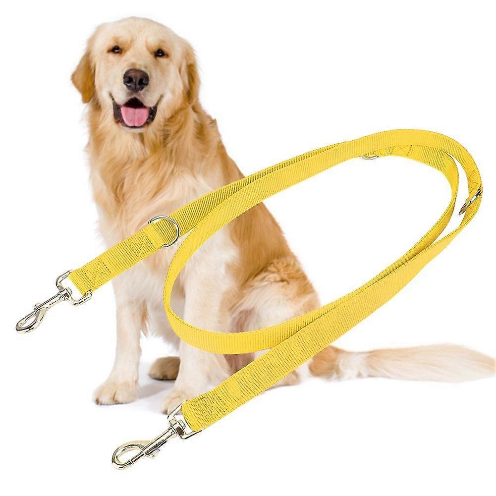 2m Double Buckle Nylon Flexible Pet Dog Walking Leash Traction Rope with Chain(Yellow 2.5cm*200cm)