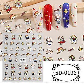 Zhengxiang Personalisierte Cartoon-Niedliche Haustier-Tier-5D-geprägte Nagelkunst-Aufkleber DIY Weihnachten INS-Stil Nagelaufkleber 5D-019685 * 100 mm Bare Chip