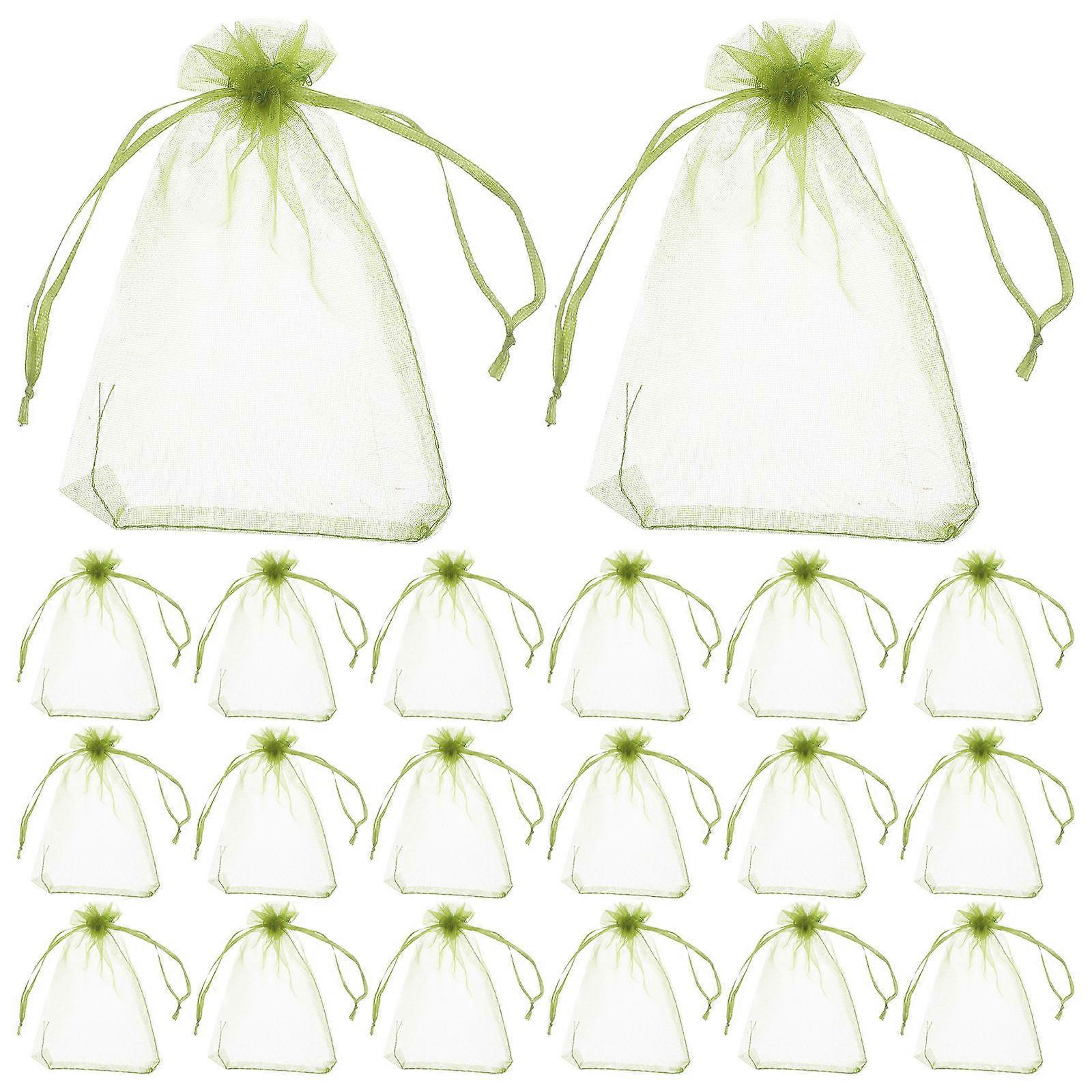 Fruit Protection Bags Light Green Nylon Netting Drawstring 100Pcs Pack