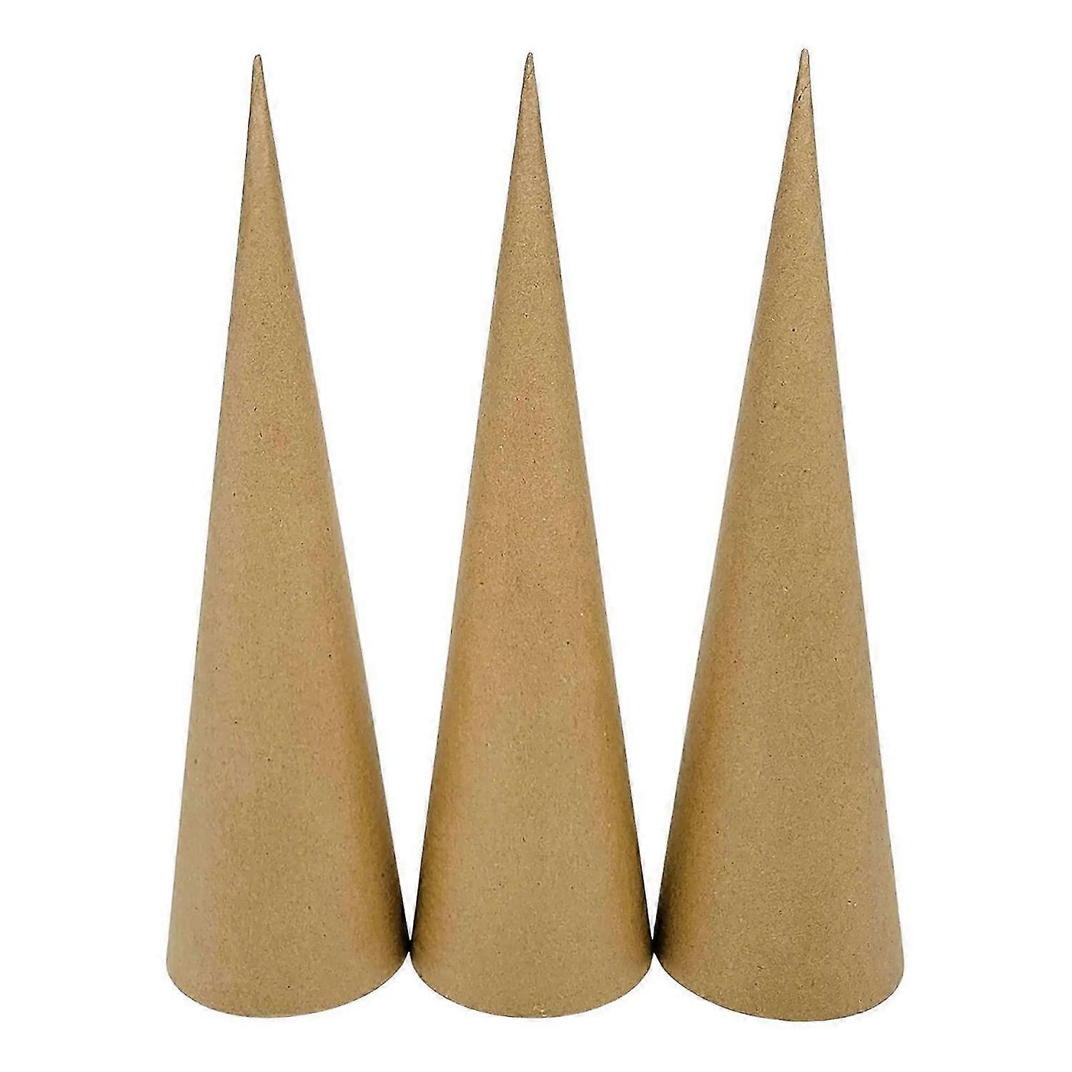 3 Pieces Paper Mache Cones Open Bottom Hands on Cardboard Cones for Craft for