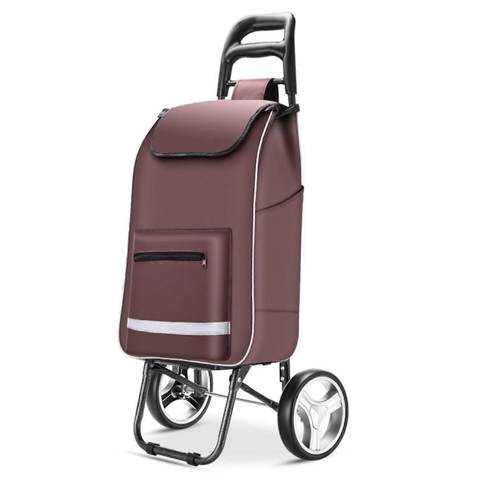 Foldable Shopping Trolley Lightweight Durable Foldaway PushPull Cart For Easy Storage Brown1 Groceries Laundry Errands