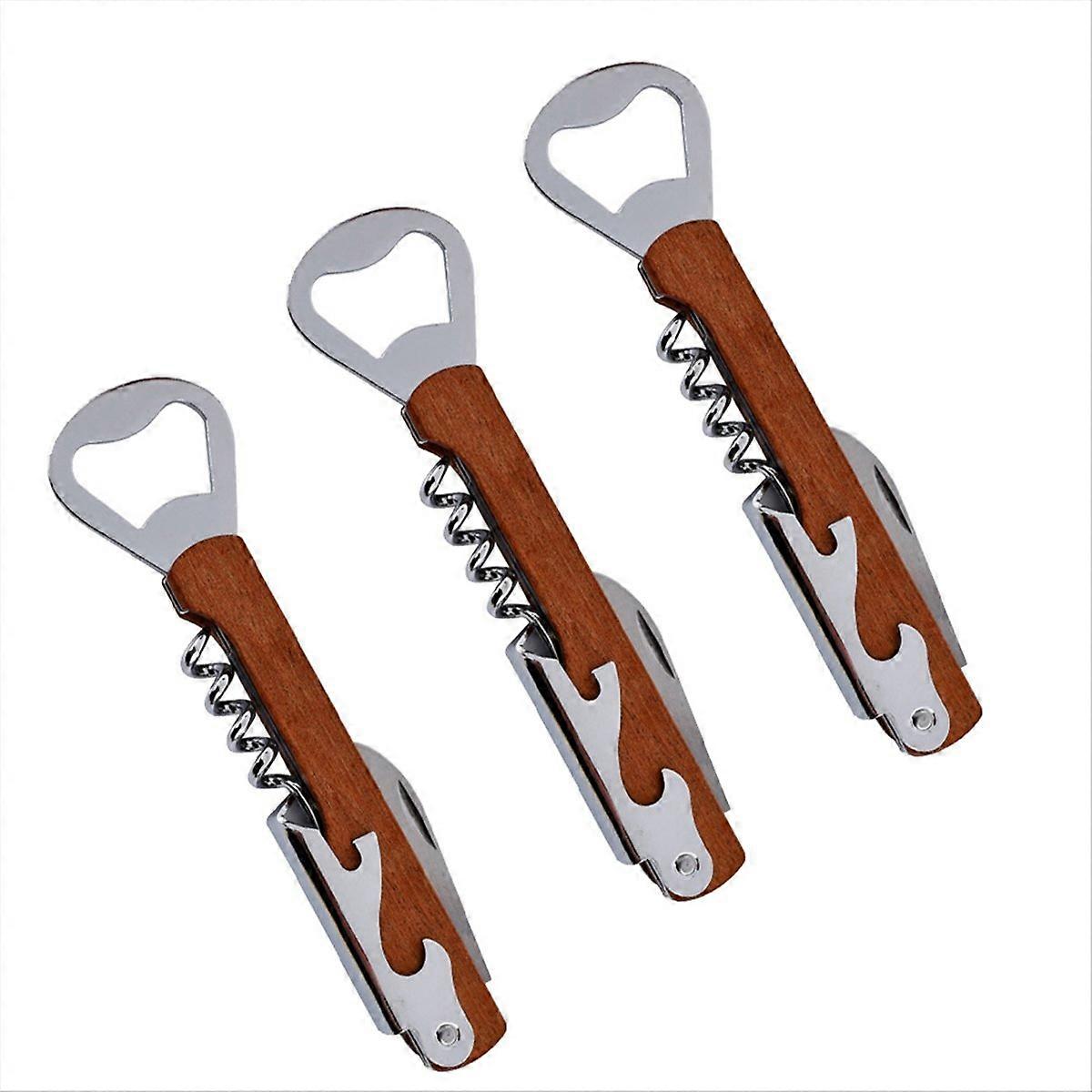 Stainless steel wine bottle opener,Sapele
