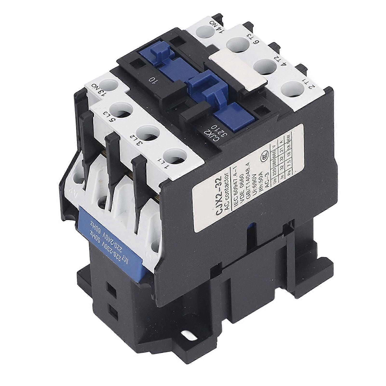 AC Contactor 32A 3 Pole 3 Phase Silver Contact Normally Open DIN Rail Electric Contactor 220V 