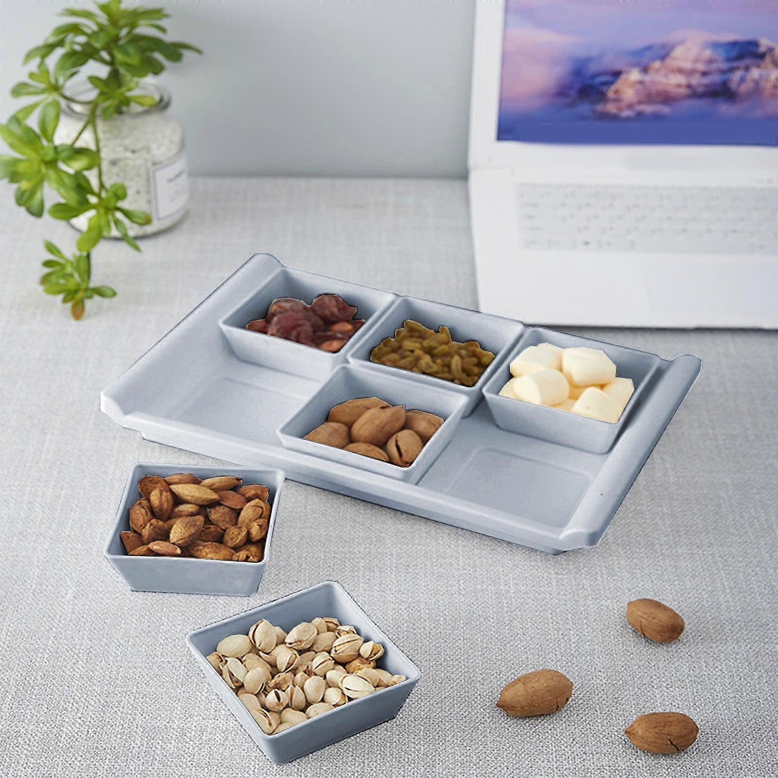 Livrdious 6-Slot Snack & Fruit Tray - Multi-Compartment Organizer, Practical, Easy Clean Plastic, Keep Table Tidy