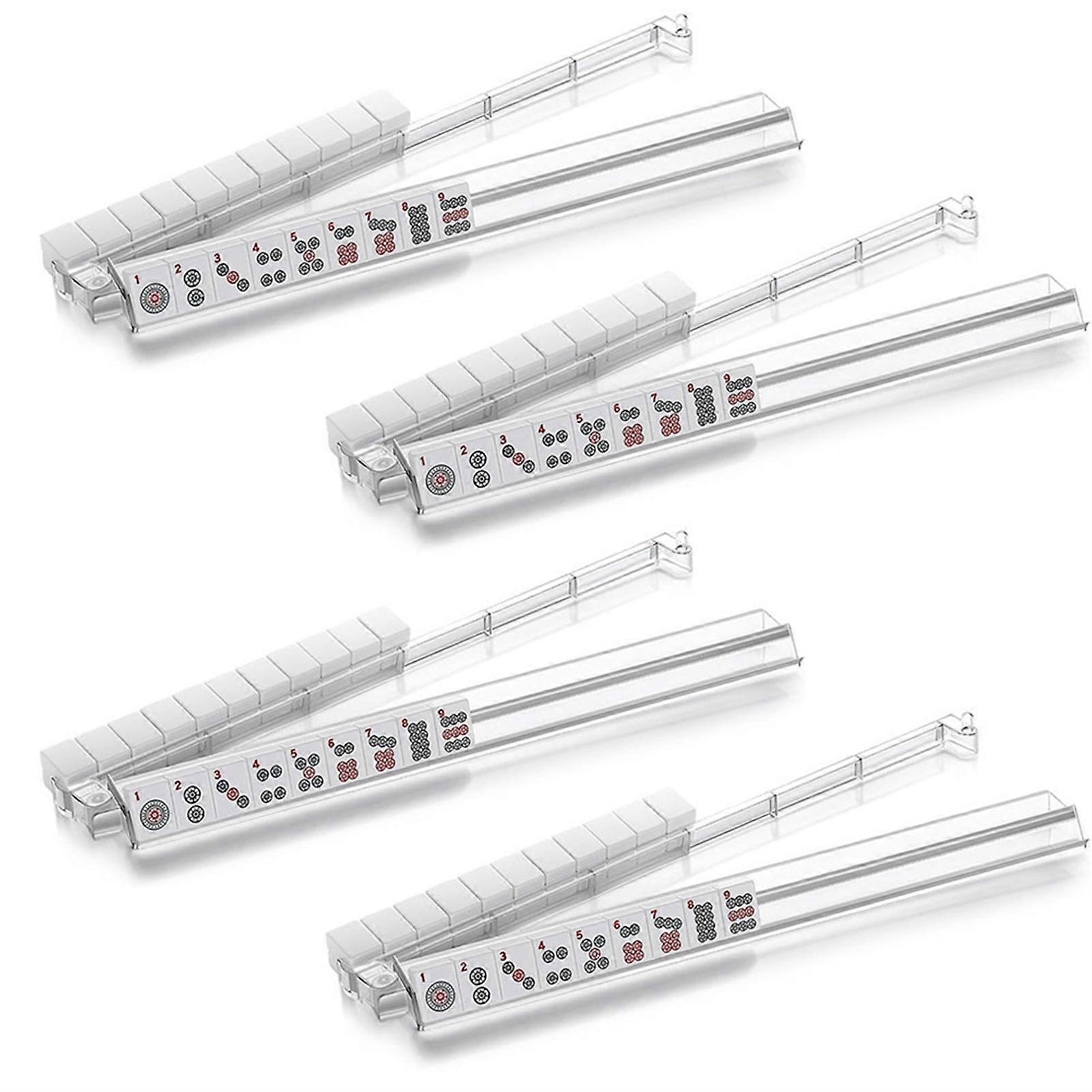4PCS Mahjong Racks with Pushers Clear Plastic Multicolor Mahjong Rack Portable for American Mahjong Set