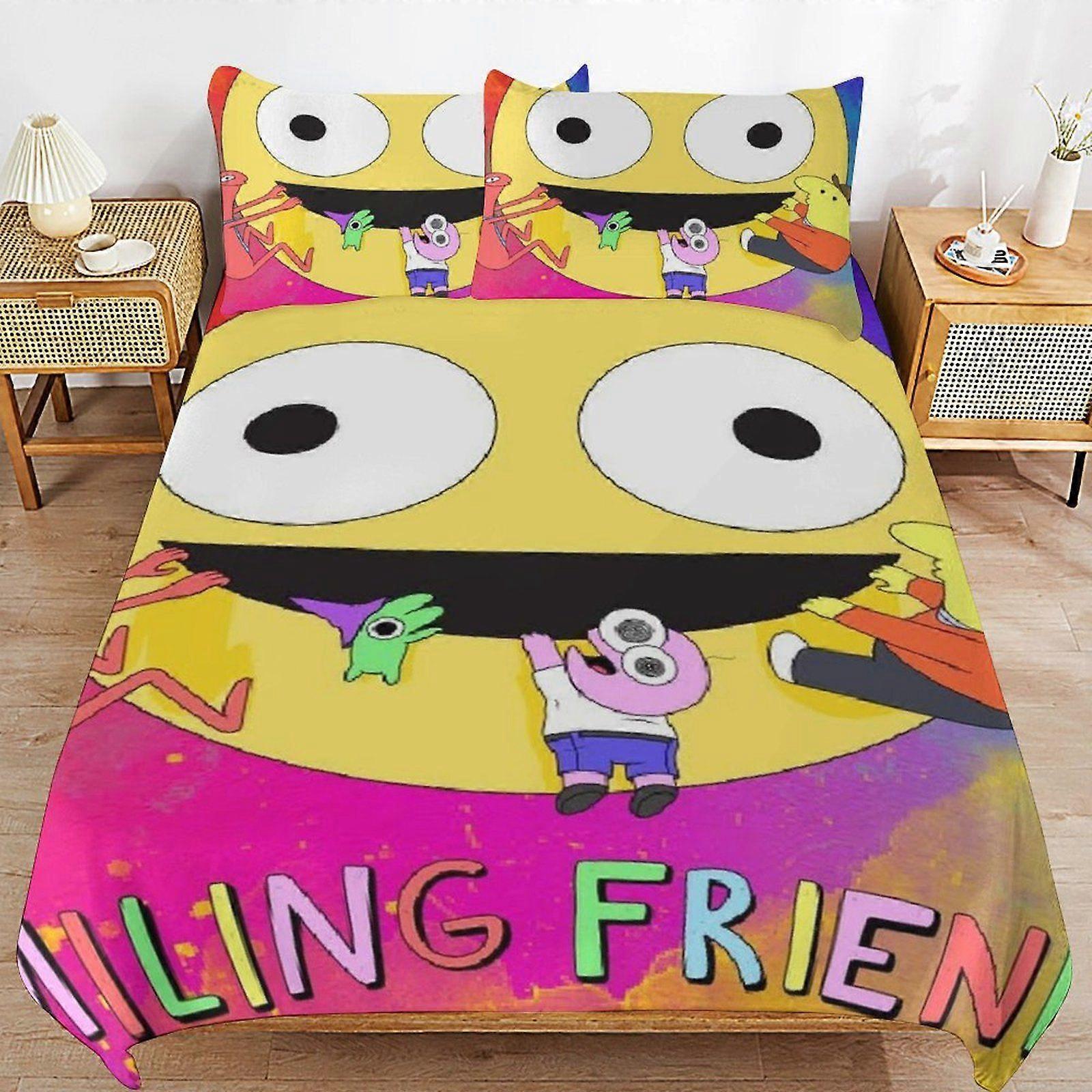 e54 Smiling Friends Simple Function Soft Fabric Quick Wash Long Lasting Duvet Cover Sets for Daily Comfort p54