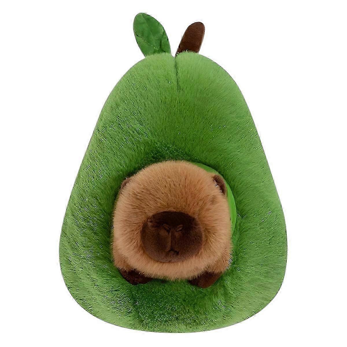 Avocado Capybara Plush Toy Realistic Capybara Stuffed Animal 35cm