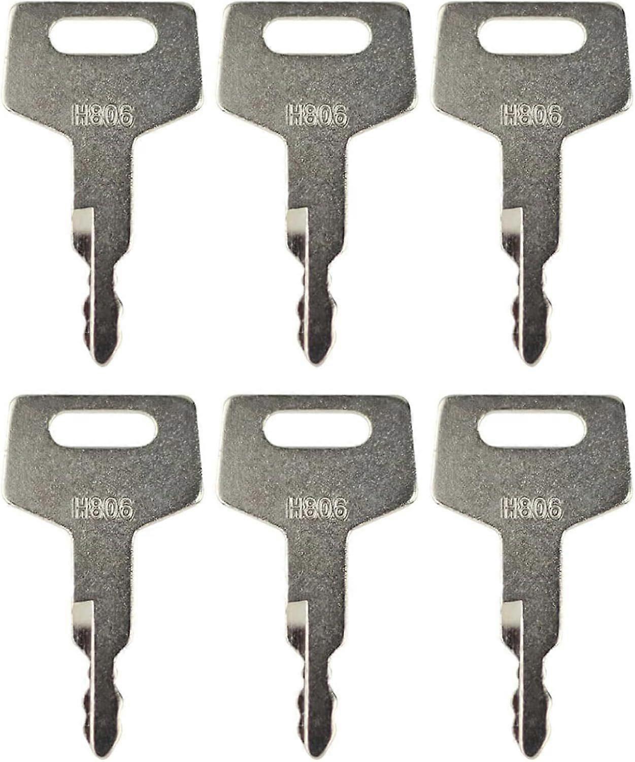 6PCS H806 Ignition Keys Heavy Equipment Keys Replacement for Takeu-chi Hita-chi